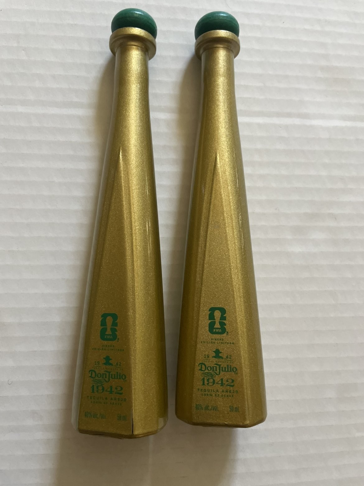 2X Empty Limited Edition Don Julio 1942 FIFA World Cup Tequila Gold mini 50ml