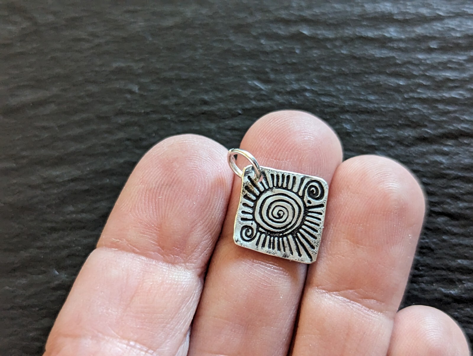 Tiny freeform sterling silver charm - handmade