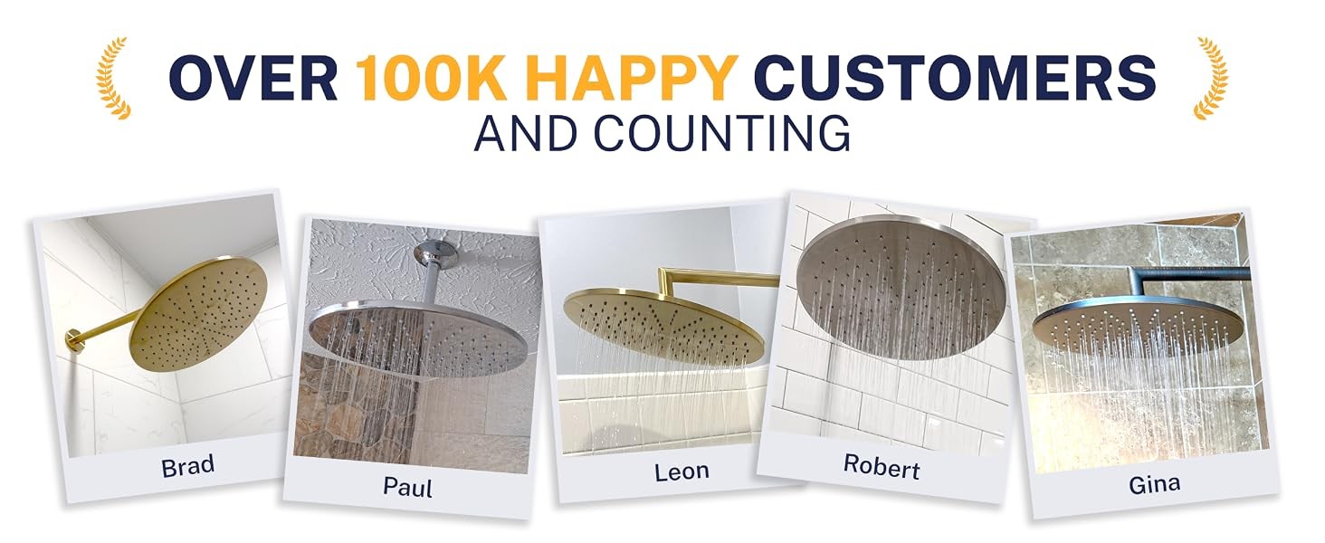 ® Solid Metal 12 Inch Rainfall Shower Head, Large Rain Shower Head, 2.5 GPM High