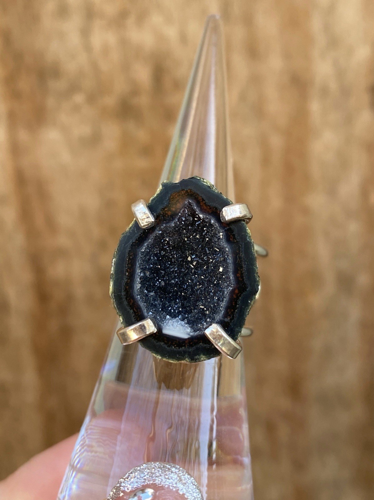 Mexican Geode Druzy Adjustable Statement Ring