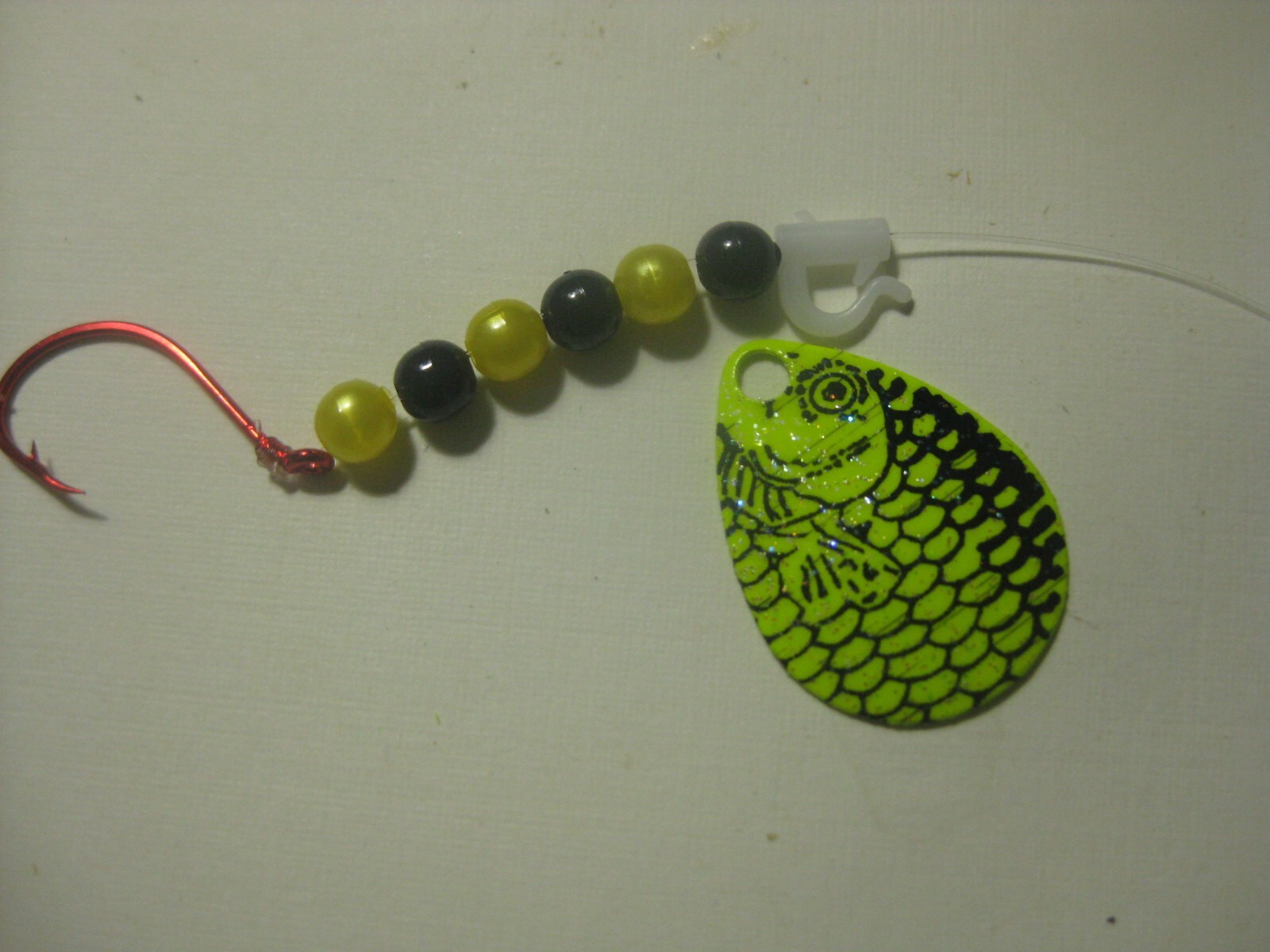 Walleye 1 Hook Spinner Rigs ( Chartreuse Fish Scale)
