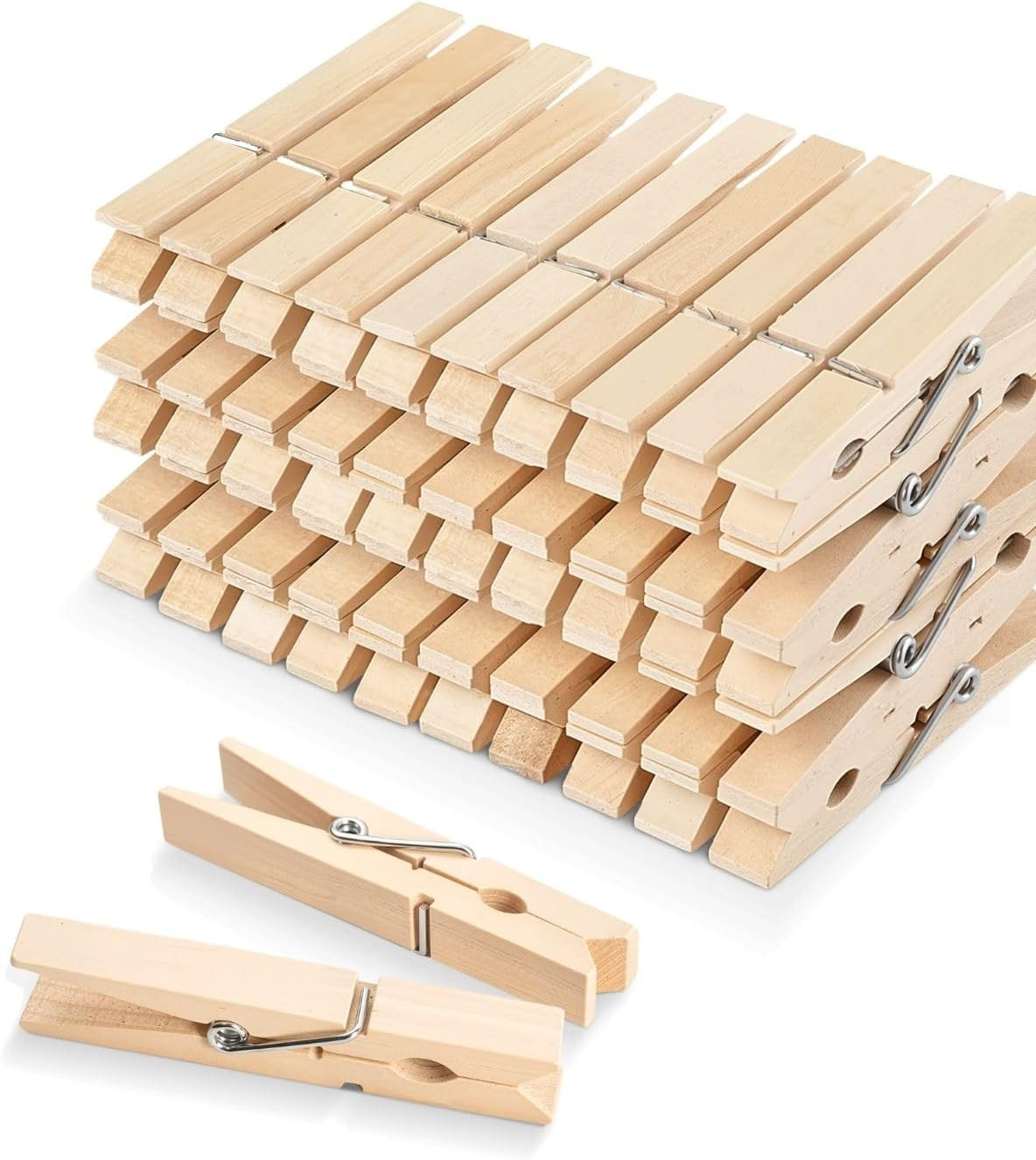 Clothes Pins, Wooden Clothespins for Crafts, Strong Grip Close Pins Birchwood Cl