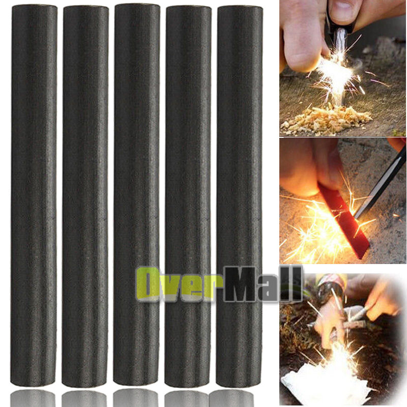 5Pcs Large 1/2 x 5" Ferrocerium Ferro Rod Flint Fire Starter for Camping Outdoor