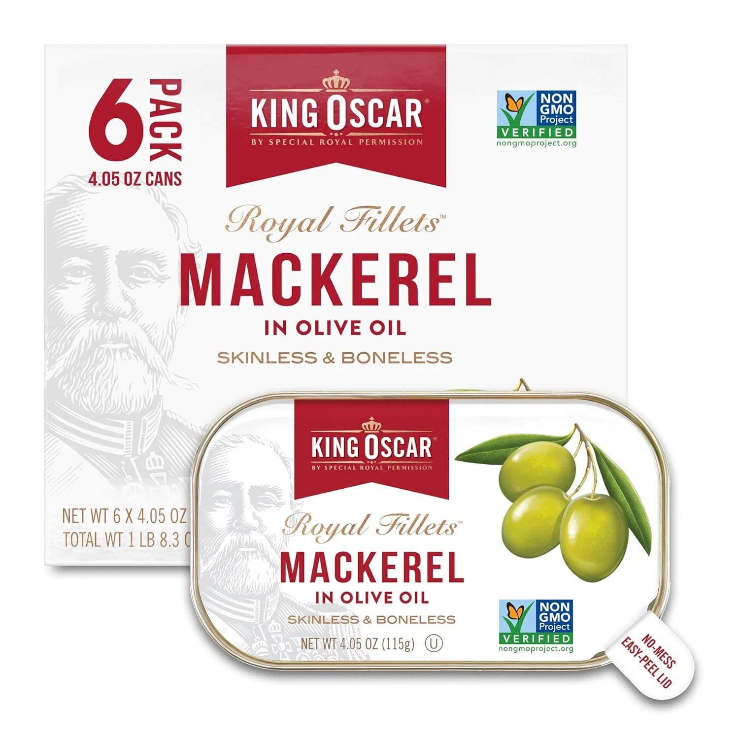 King Oscar Mackerel in Olive Oil 4.05 Ounce Can Pack of 6 Skinless & Boneless