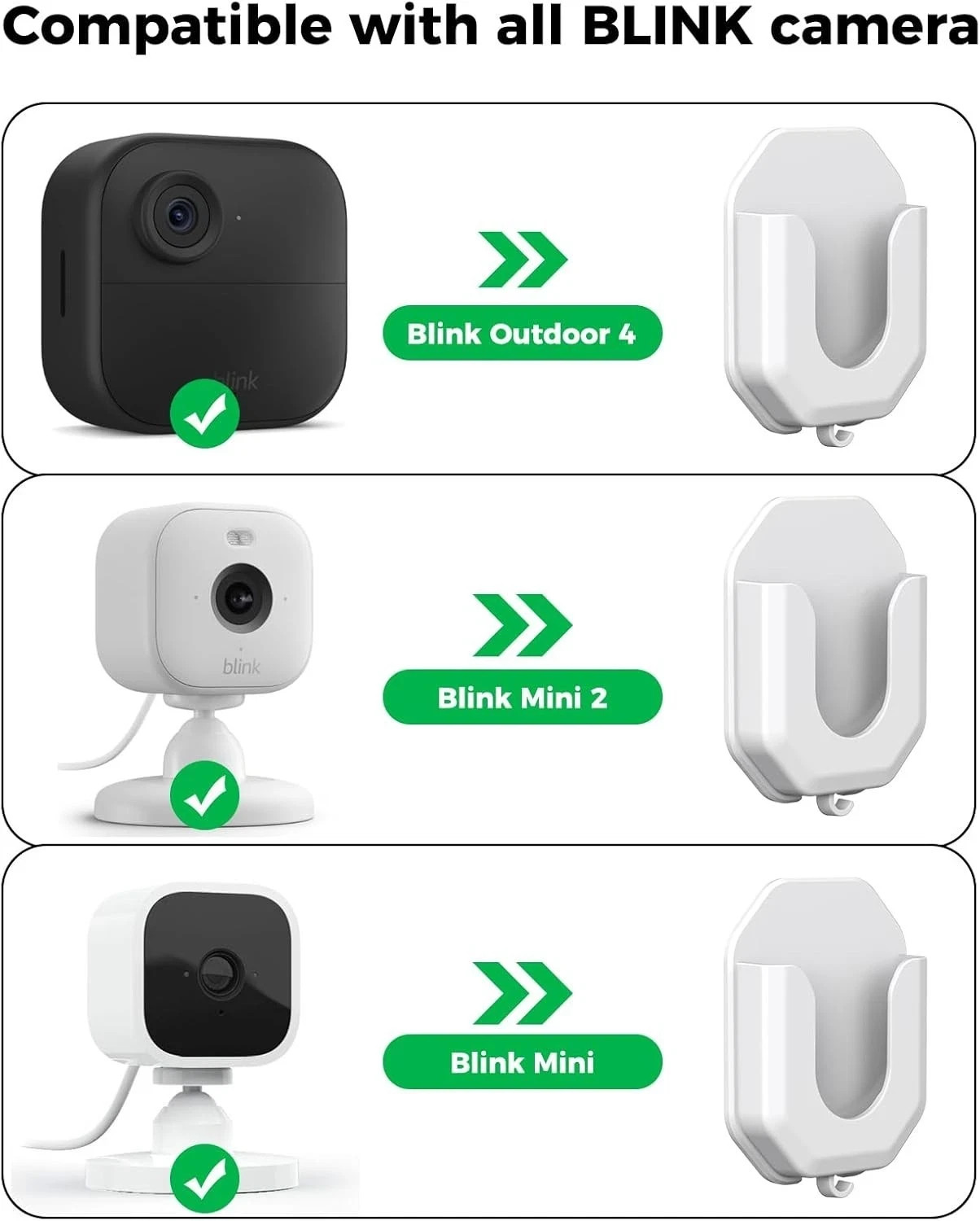 2x No Drill Blink Mini Camera Adhesive Wall Mounts Bracket Strong Durable Mounts