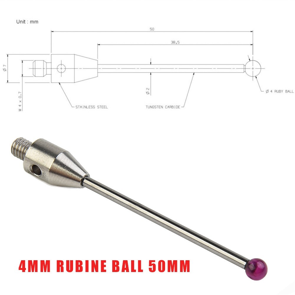 1pcs Touch Probe Styli Rubine Ball 50mm Long CMM Stylus A-5003-4799
