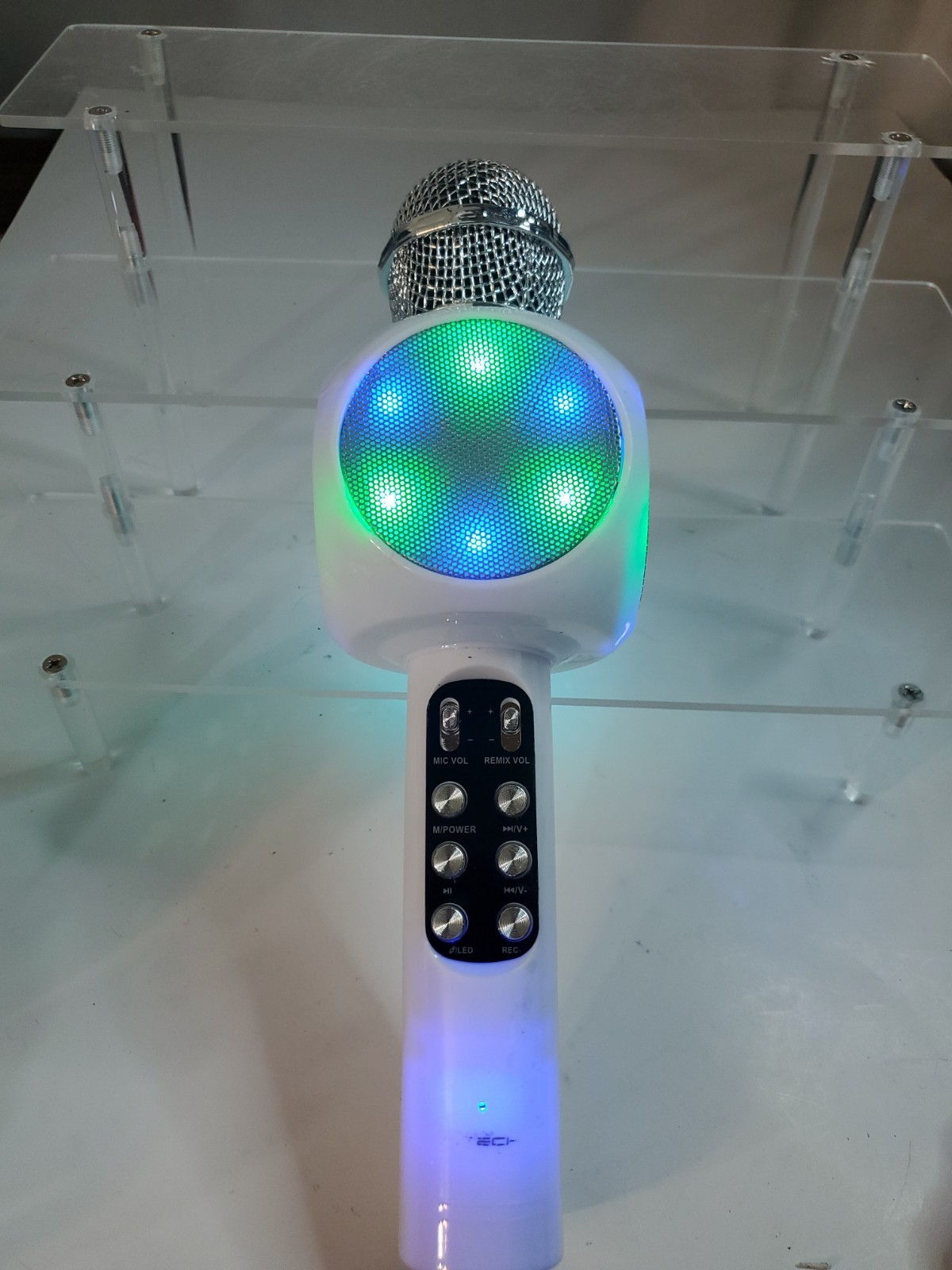 Simply Tech Bluetooth Karaoke Microphone White LED Lights Built-in Speaker-Works