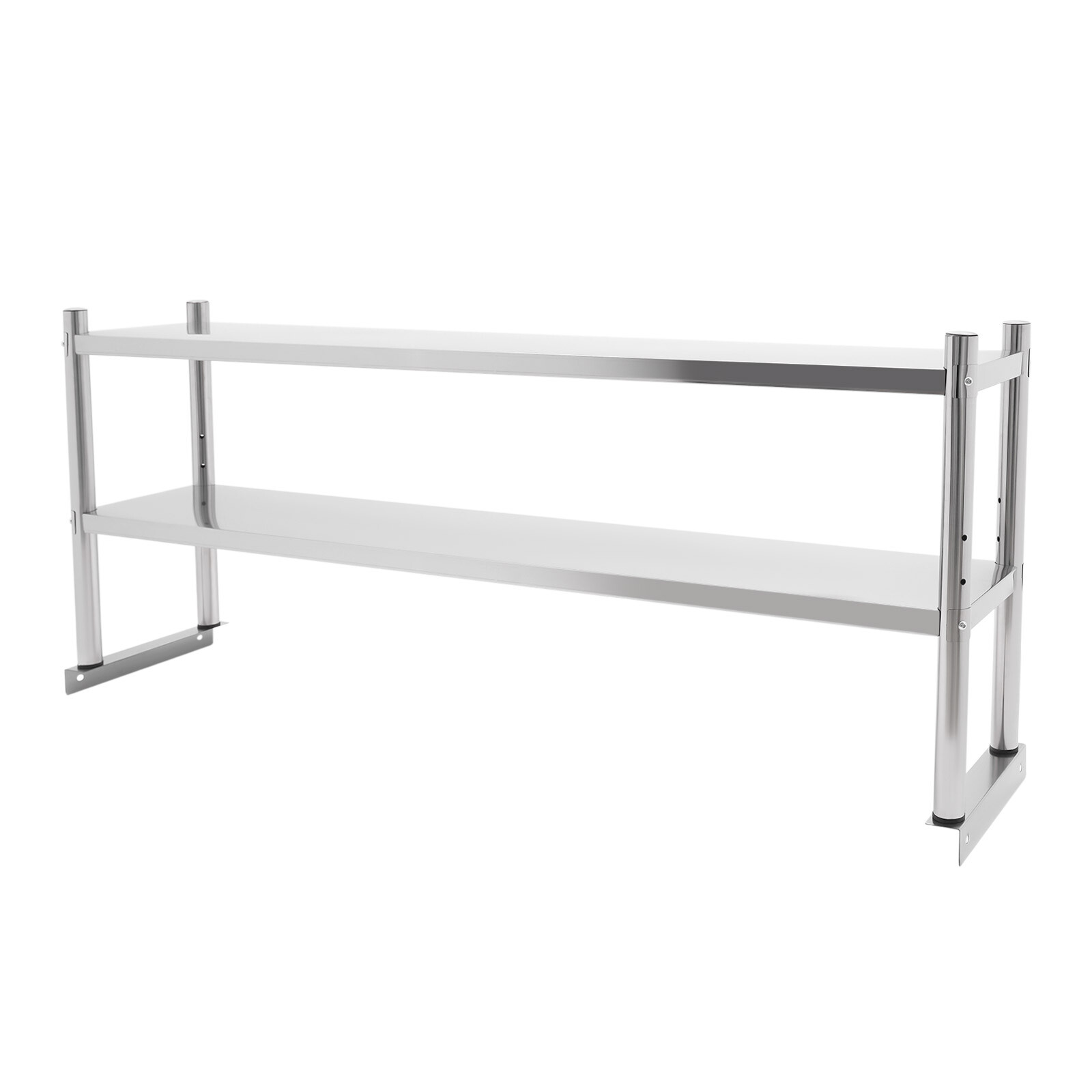 12* 60 in 2 Tier Stainless Steel Silver Adjustable Rectangular Storage Shelf
