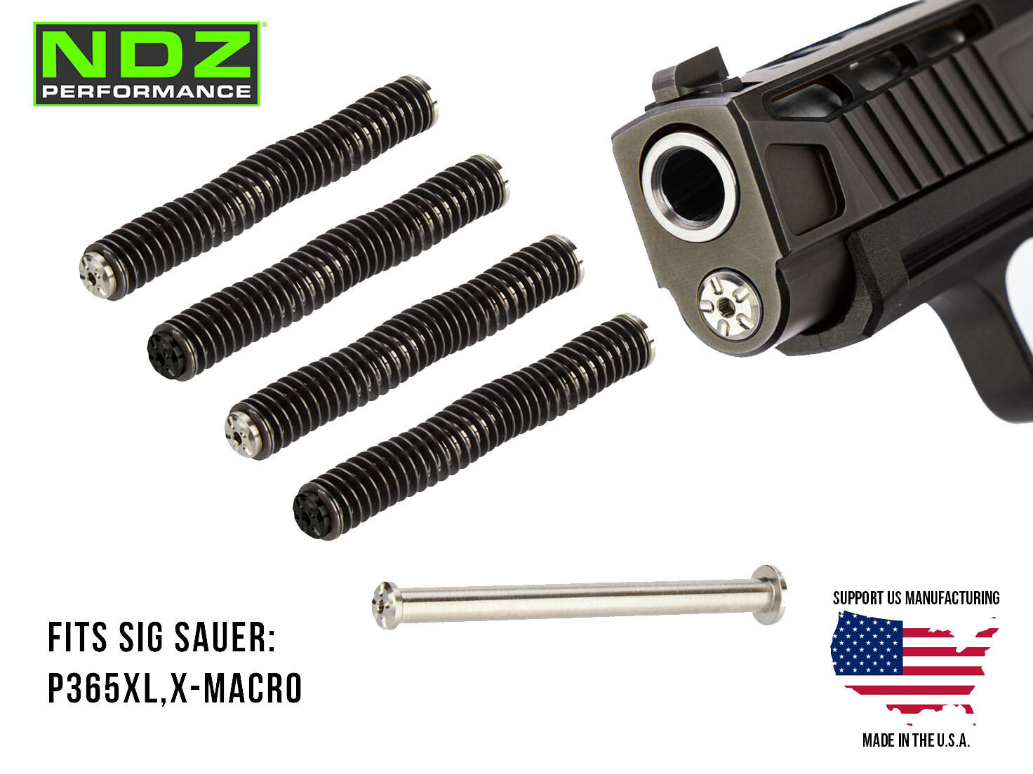 NDZ Sig P365XL X Macro 3.7" Guide Rod Assembly Stainless Steel ISMI Spring PVD