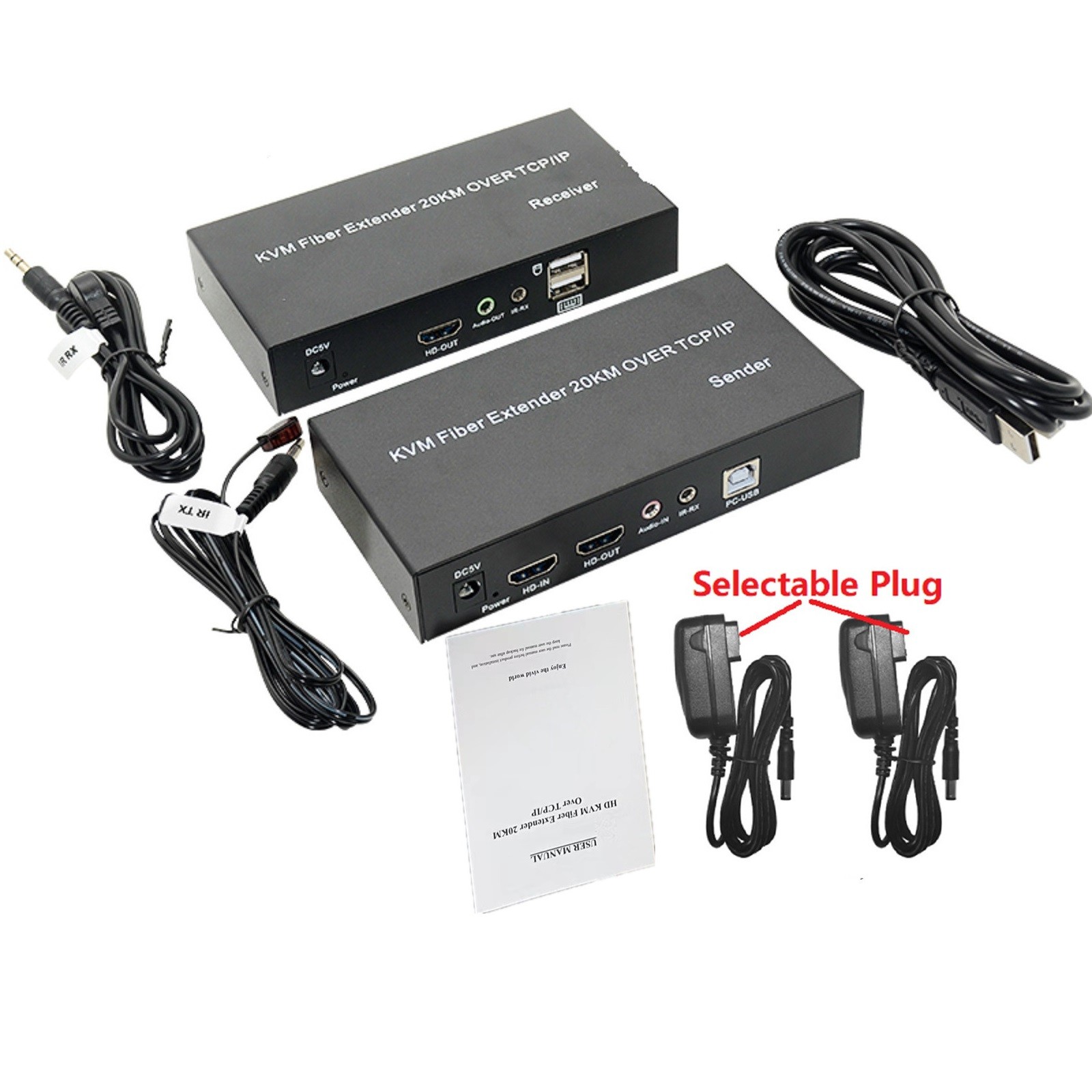 HDMI KVM Fiber Extender over SC Fiber Optical Cable Support USB Mouse Keyboard