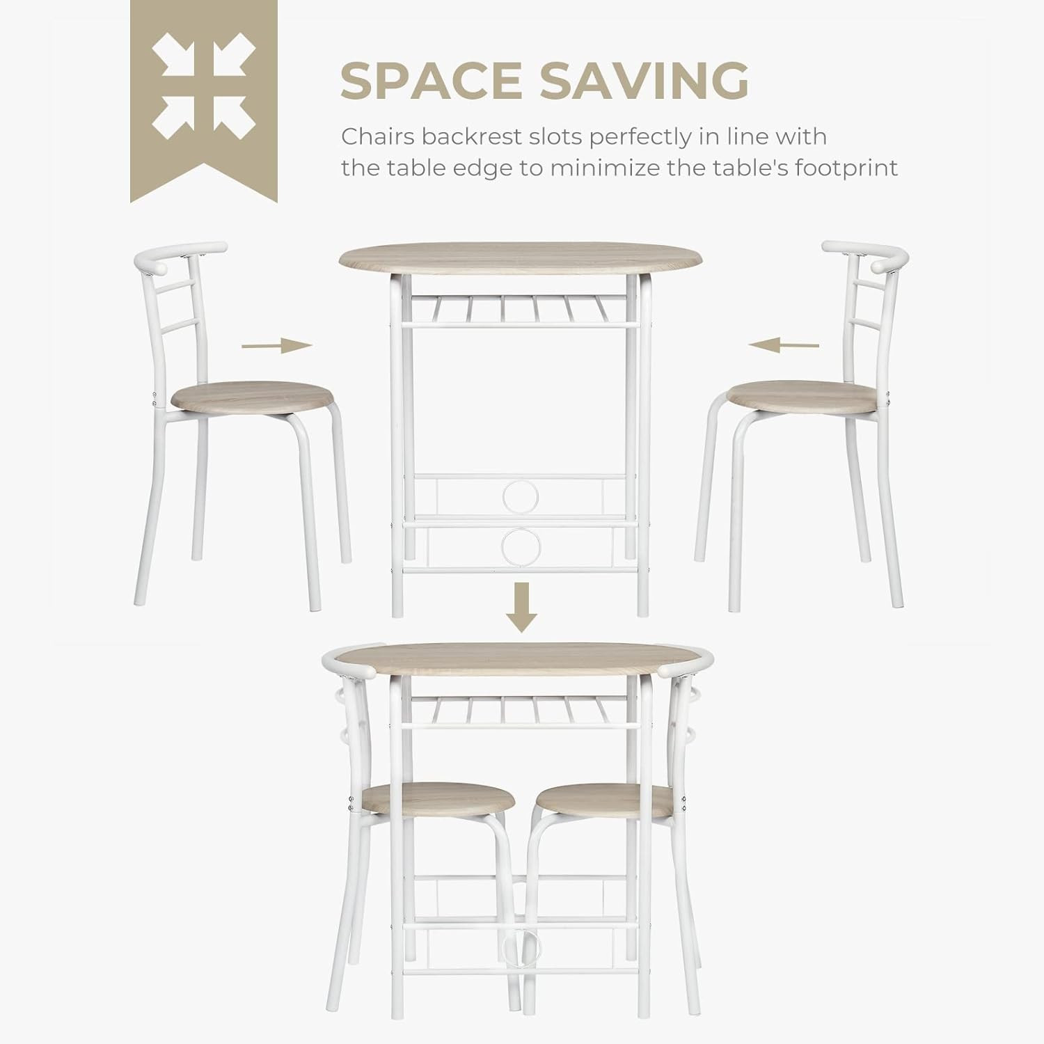 3 Piece Dining Set,Small Kitchen Table Set for 2,Breakfast Table Set,Kitchen Woo