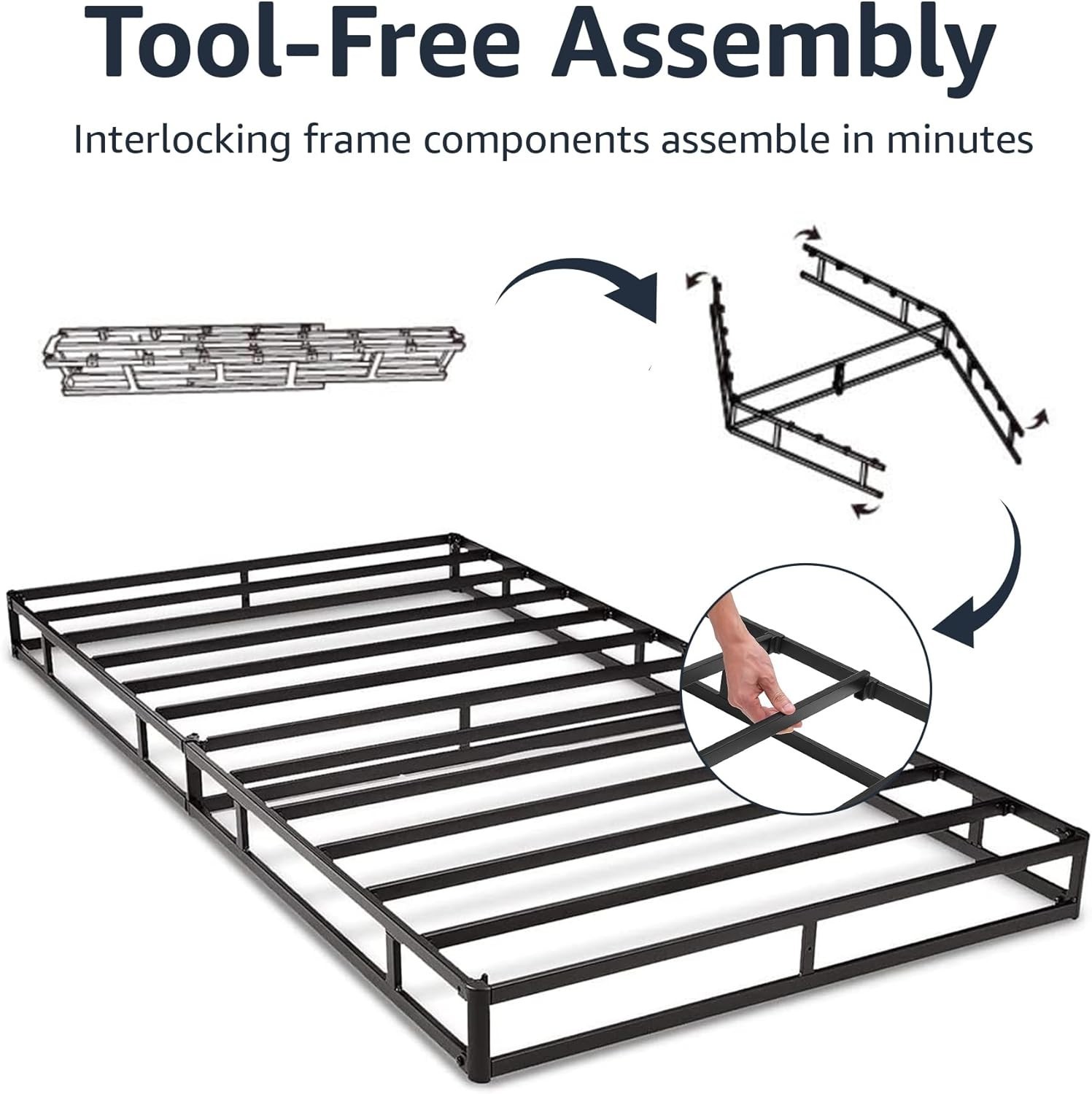 Amazon Basics Smart Box Spring Bed Base, 9-Inch Height Mattress Foundation