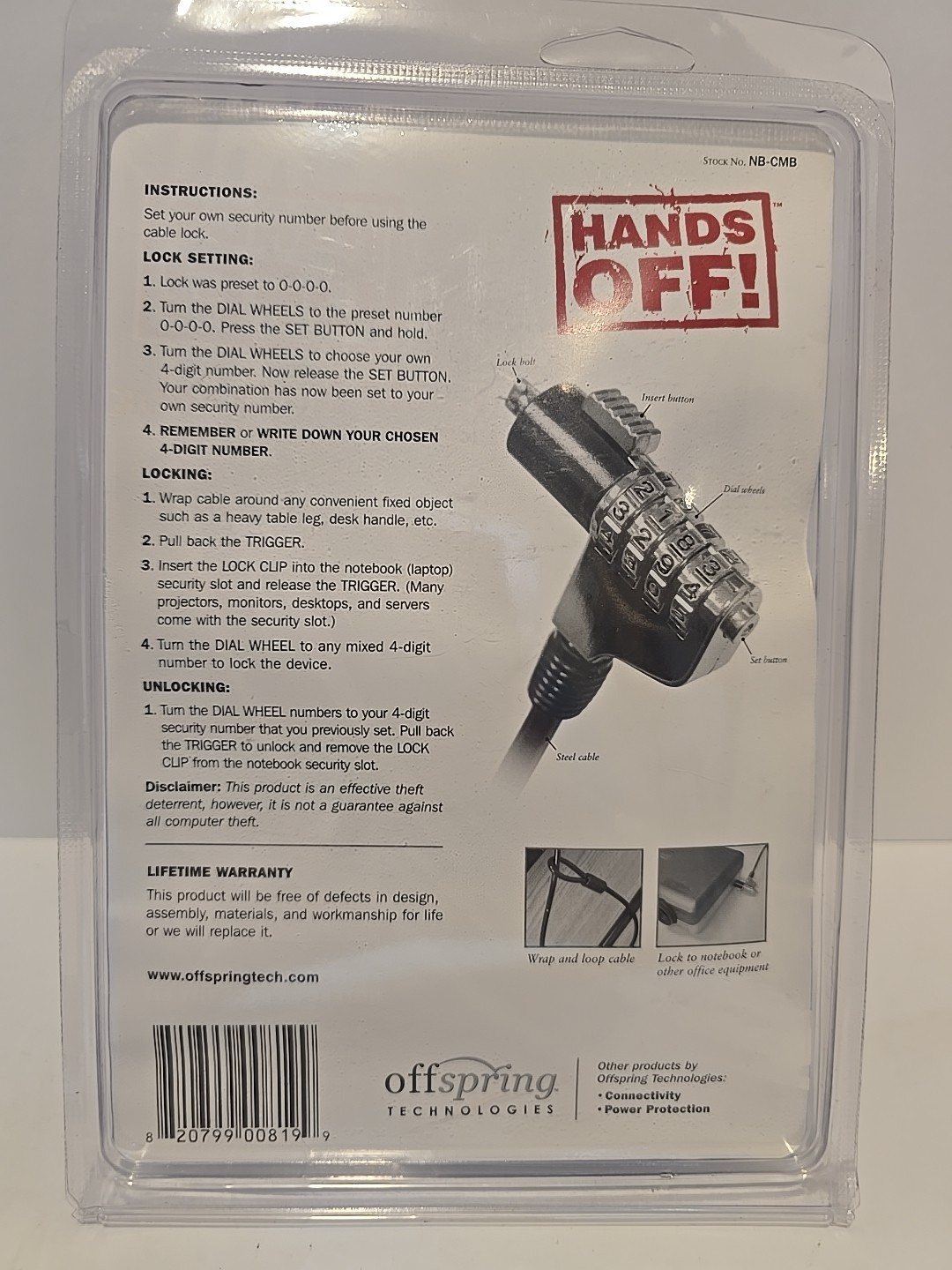 Hands Off My Notebook Single Piece Combination Lock