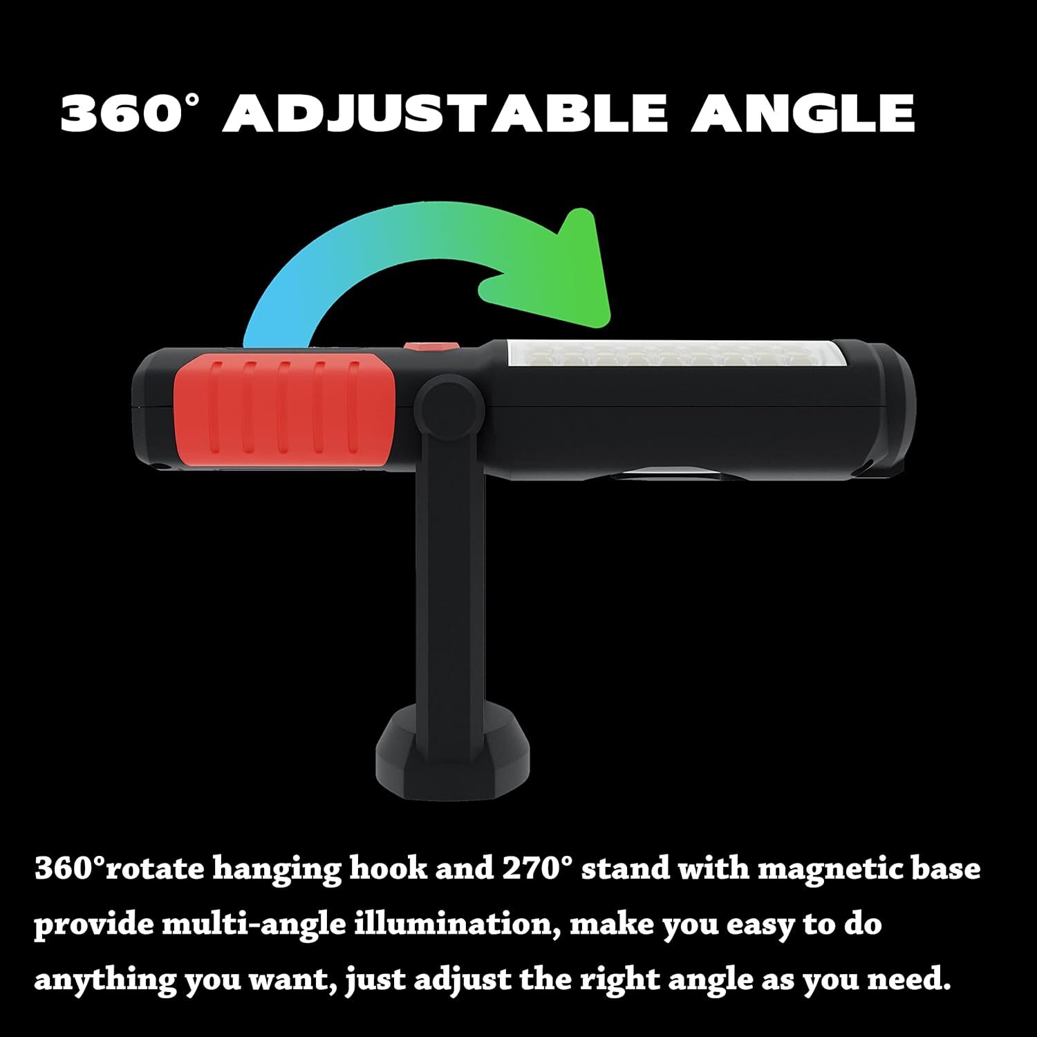 LED Work Light, Rechargeable Magnetic Flashlights for Mechanics, 360° Rotate Und