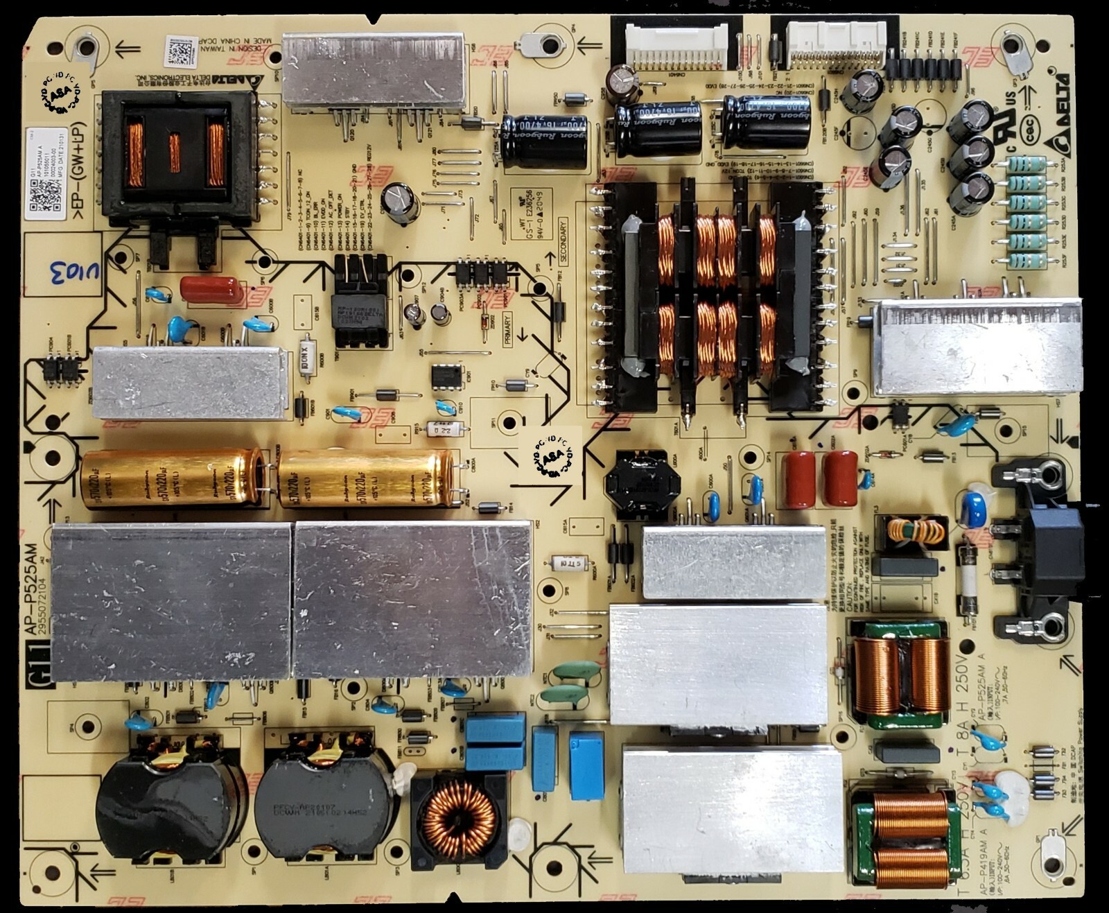 101055011 SONY XR-65A80J POWER BOARD AP-P525AM A 1-010-550-11