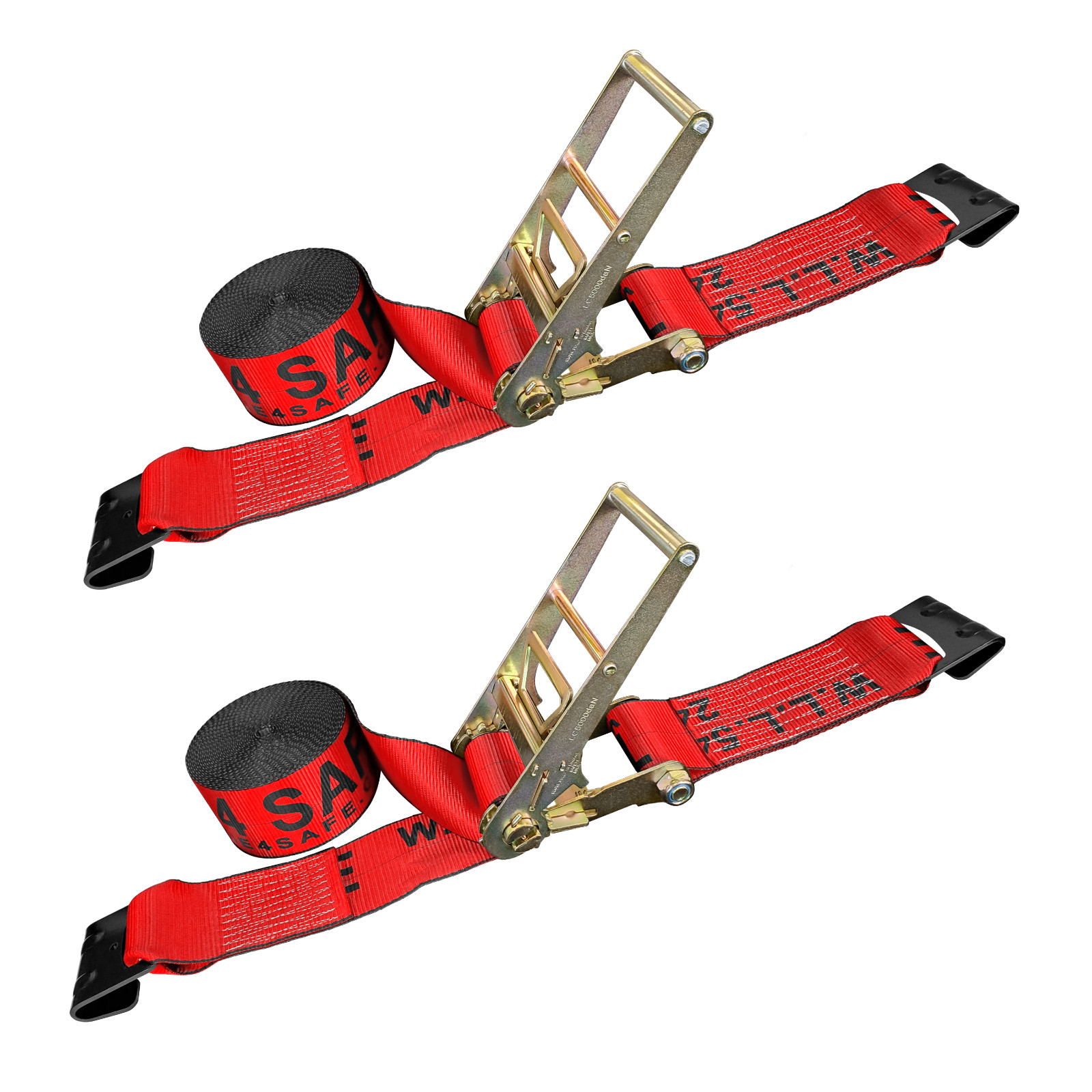 2 Pack 3" x 30' Heavy Duty Ratchet Tie Down Strap w/Flat Hook WLL 5400 LBS RED