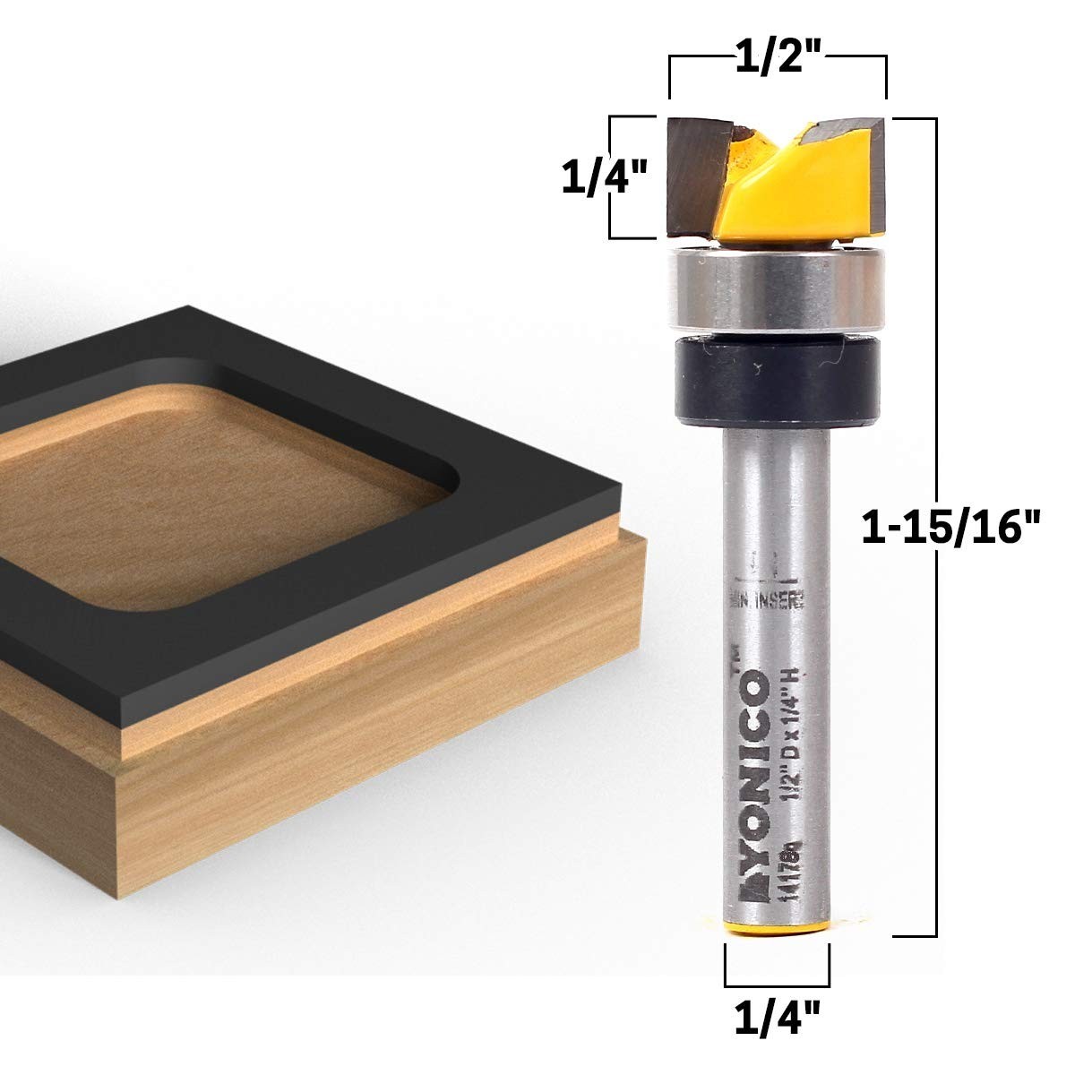 Flush Trim Router Bit 1/2-Inch Diameter & 1/4-Inch Shank for Precision Cuts