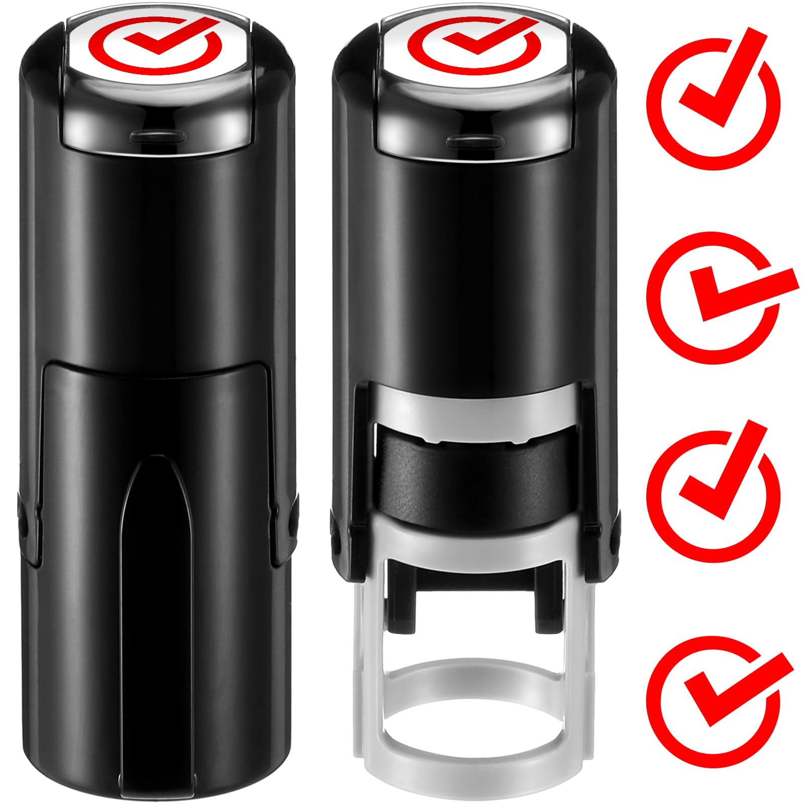 2 PCS Red Ink Checkmark Print Mini Self Inking Stamper Party Craft Supplies