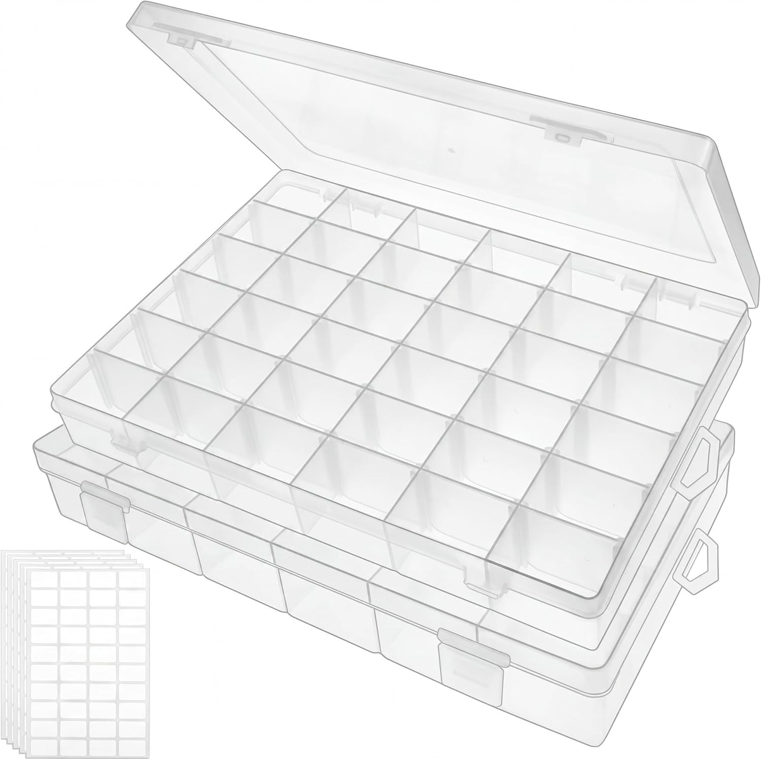 Clear 36-Grid Jewelry Tackle Box Set - Adjustable, Durable Storage Solution