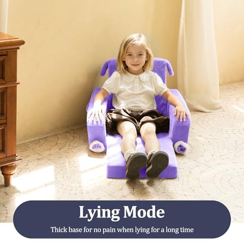 Kids Couch, Children's Sofa Bed, Folds Violet Squared Kids Couch with armrests
