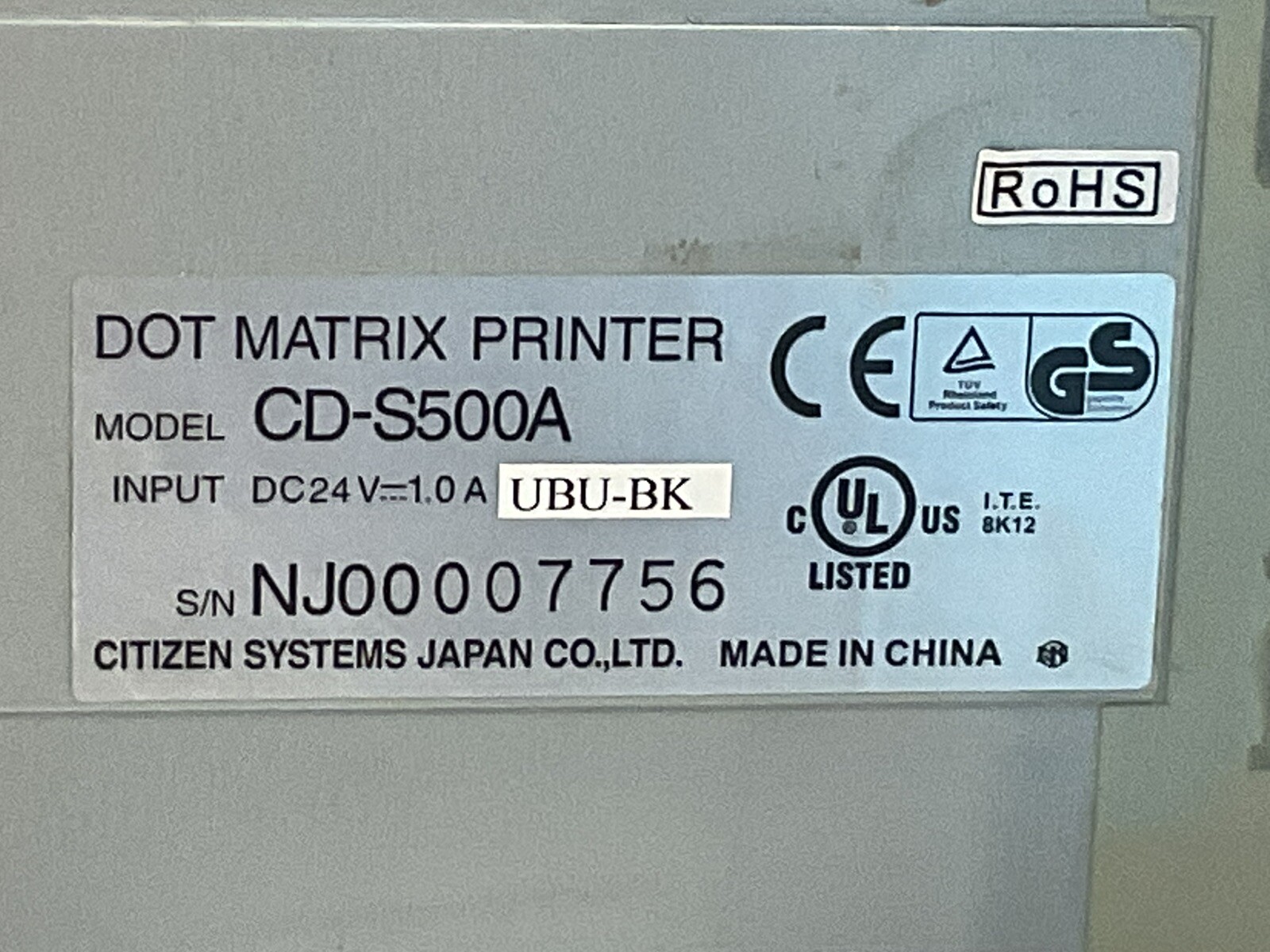 Citizen CD-S500A Dot Matrix Receipt Printer /JUA4009