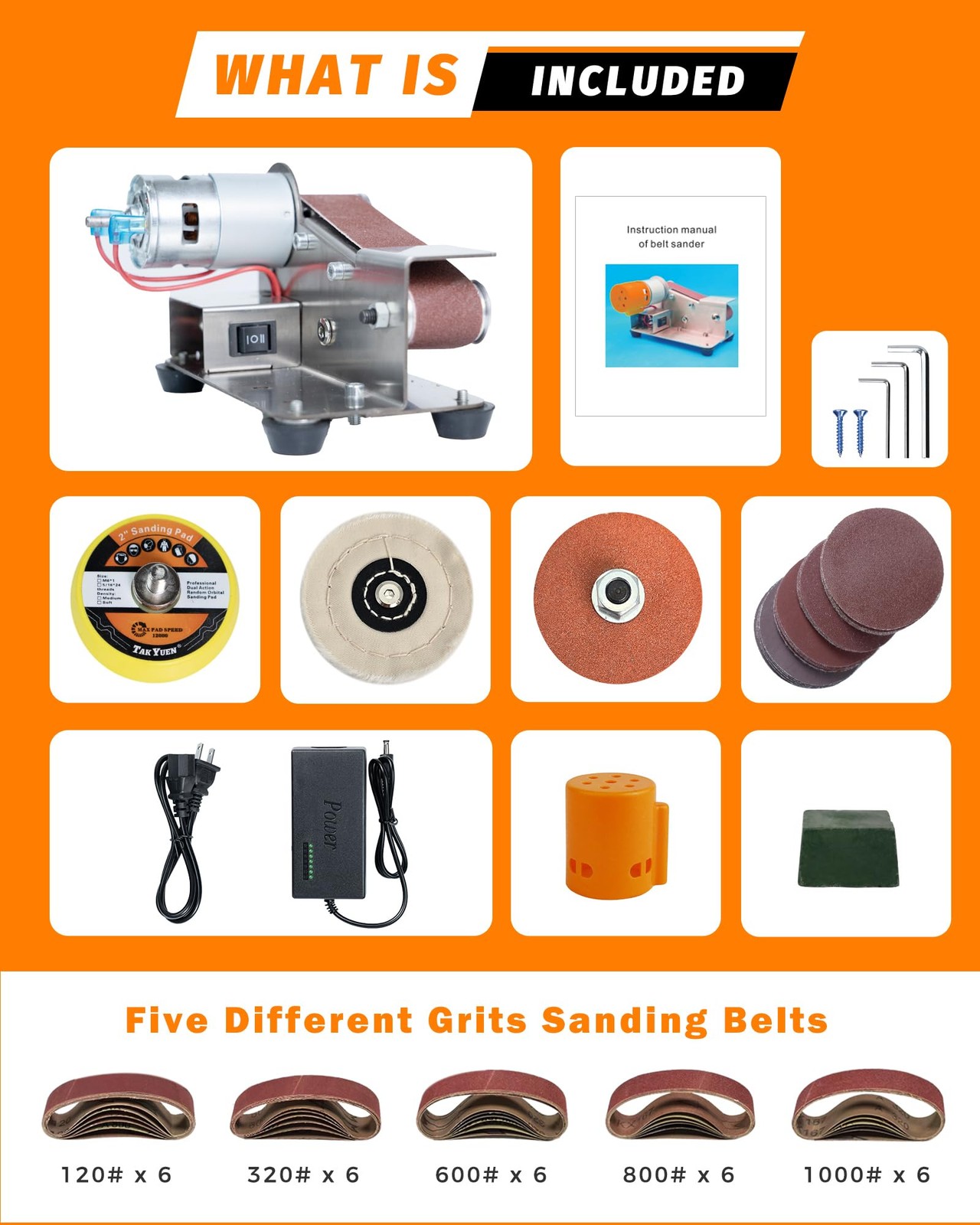 Mini Belt Sander, Small Sander Making Supplies, 7 Adjustable Speed Sharpener,...