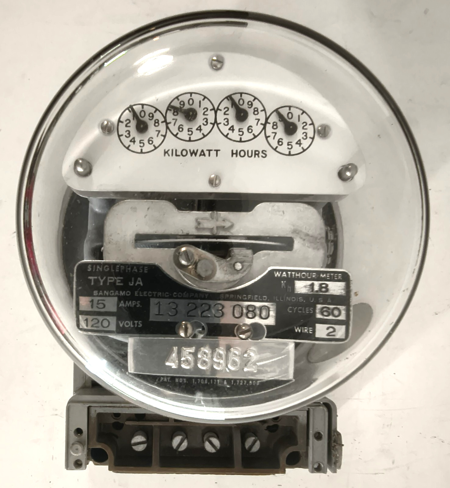 SANGAMO Electric Co. Type JA Electric Meter Single Phase 15 Amp 120 VAC Tested?