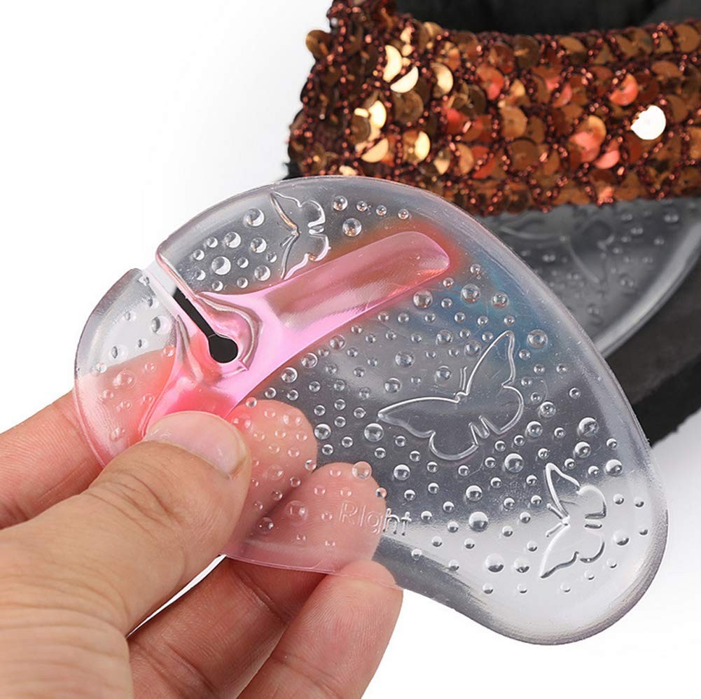 3 Pairs Clear Butterfly Pattern Silicone Thong Sandal Forefoot Insoles Pads F...