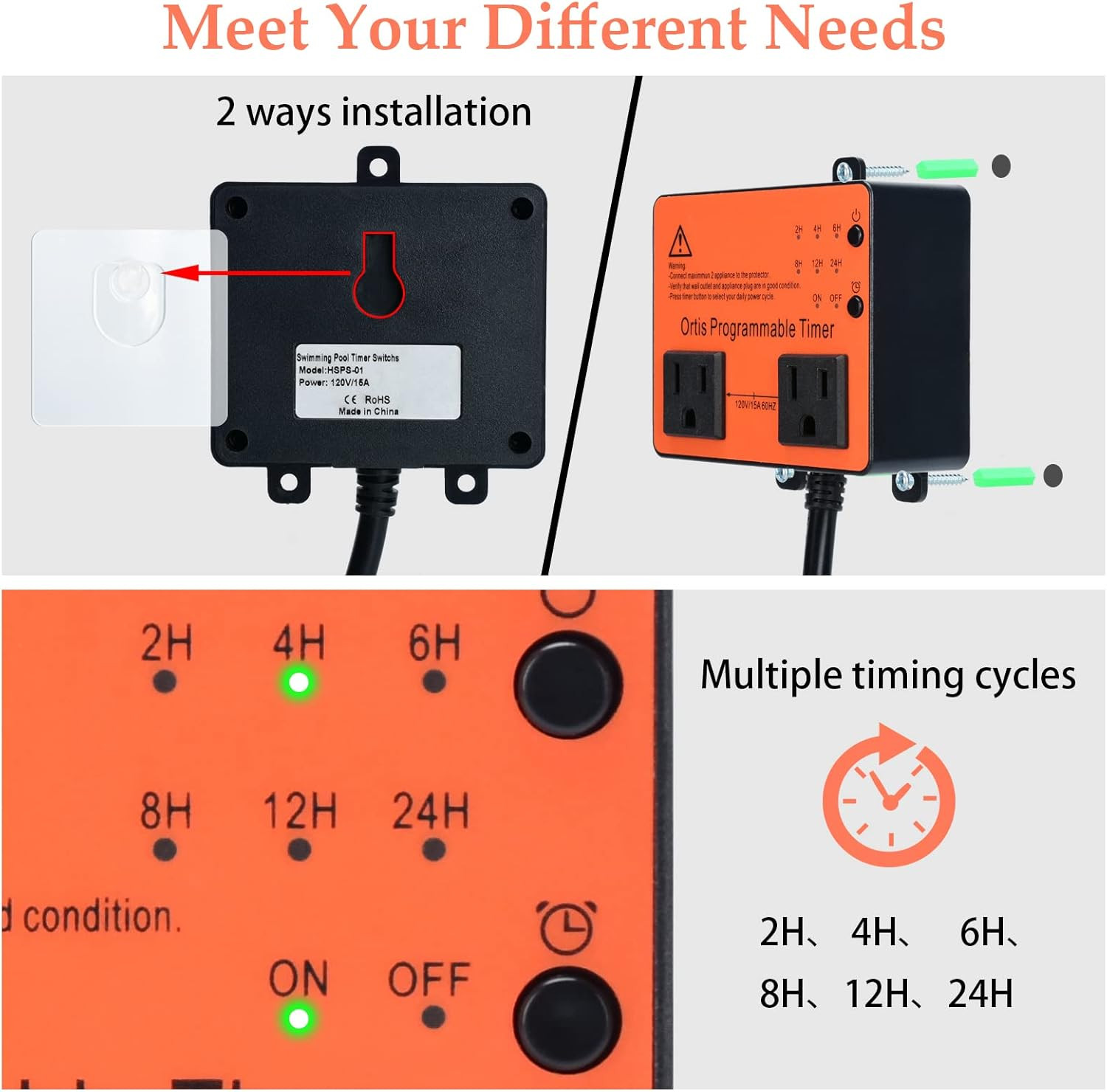 Above Ground Pool Timer, Smart Pool Timer with One-Button Operation, for Swimmi