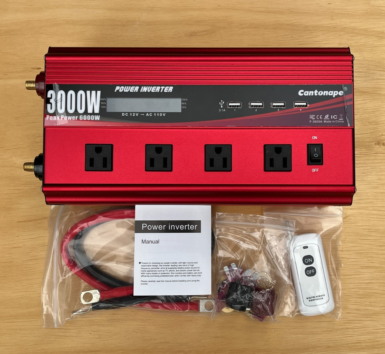 Used 3000W Power Inverter 12V to 110V/120V DC to AC  LCD Display
