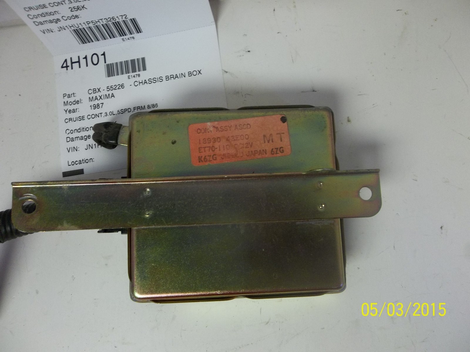 87 NISSAN MAXIMA CONTROL ASSY #18930-42E00 *see description*