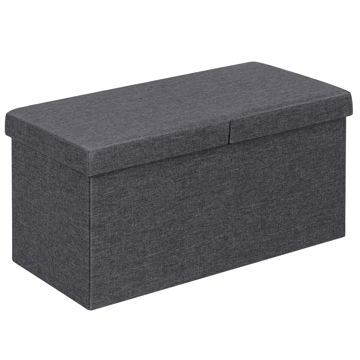 30" Folding Storage Ottoman W/Lift Top Bed End Bench 80L Storage Space Dark Grey