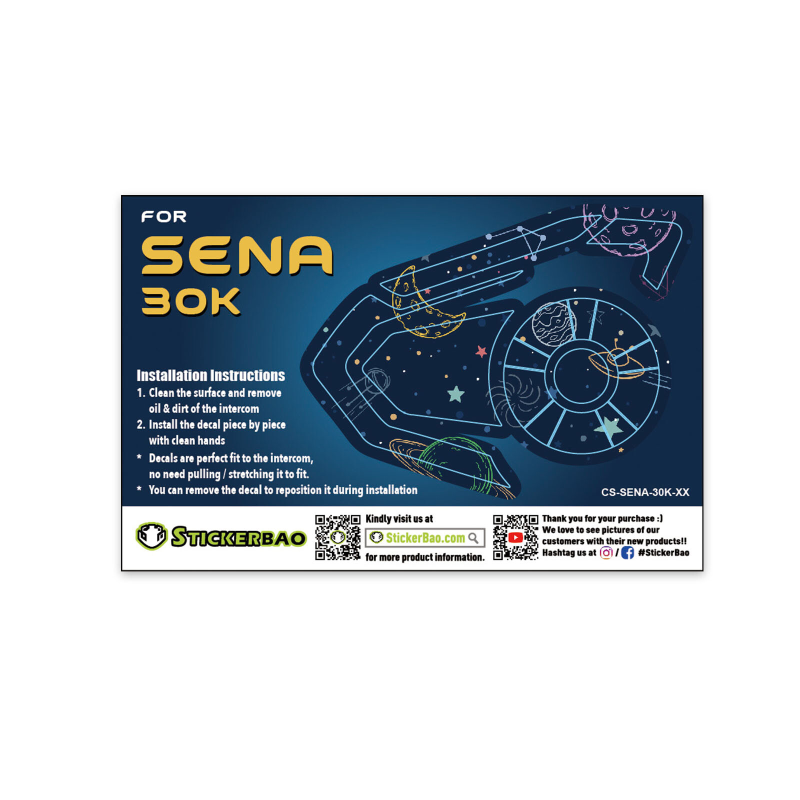 Planet 1 Pcs For SENA 30K Intercom Device Sticker