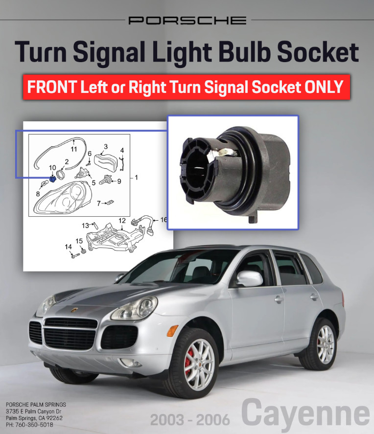 Porsche Cayenne (2003-2006) Front Turn Signal Light Bulb Socket 95563113301