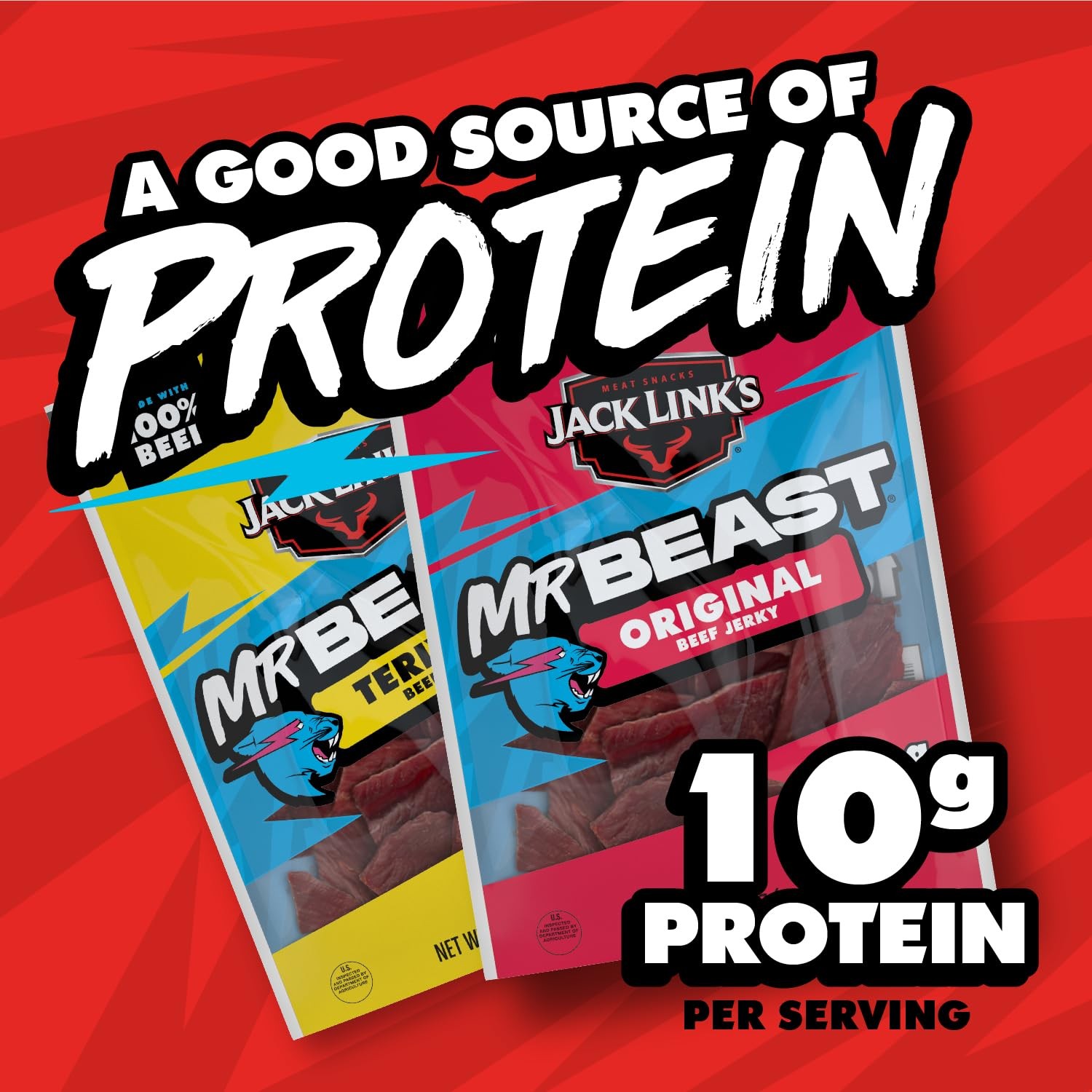 x MrBeast Beef Jerky, Original & Teriyaki Beef Jerky Variety Pack - (6 Pack) ...