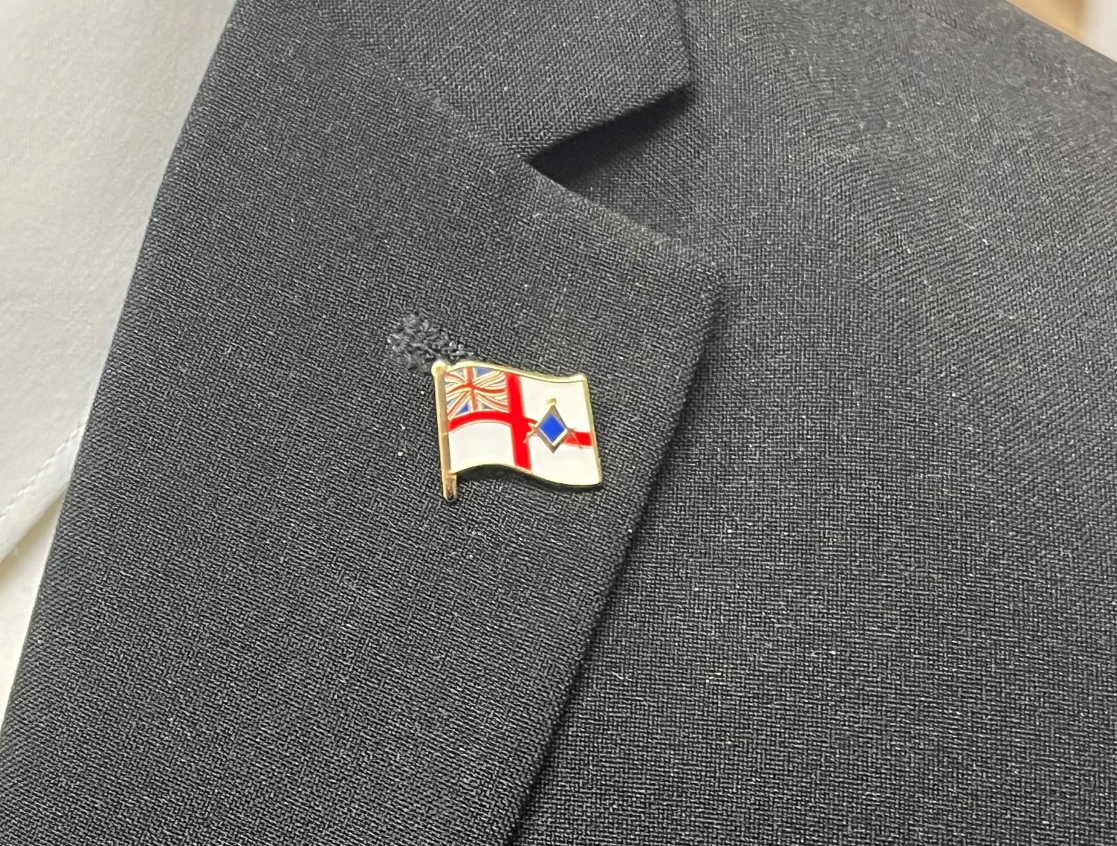 Naval Flag with Square & Compass Masonic Lapel Pin