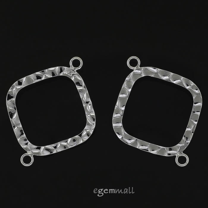 2 Sterling Silver Hammered Square Link Connector 20mm For Pendant Earring #97847