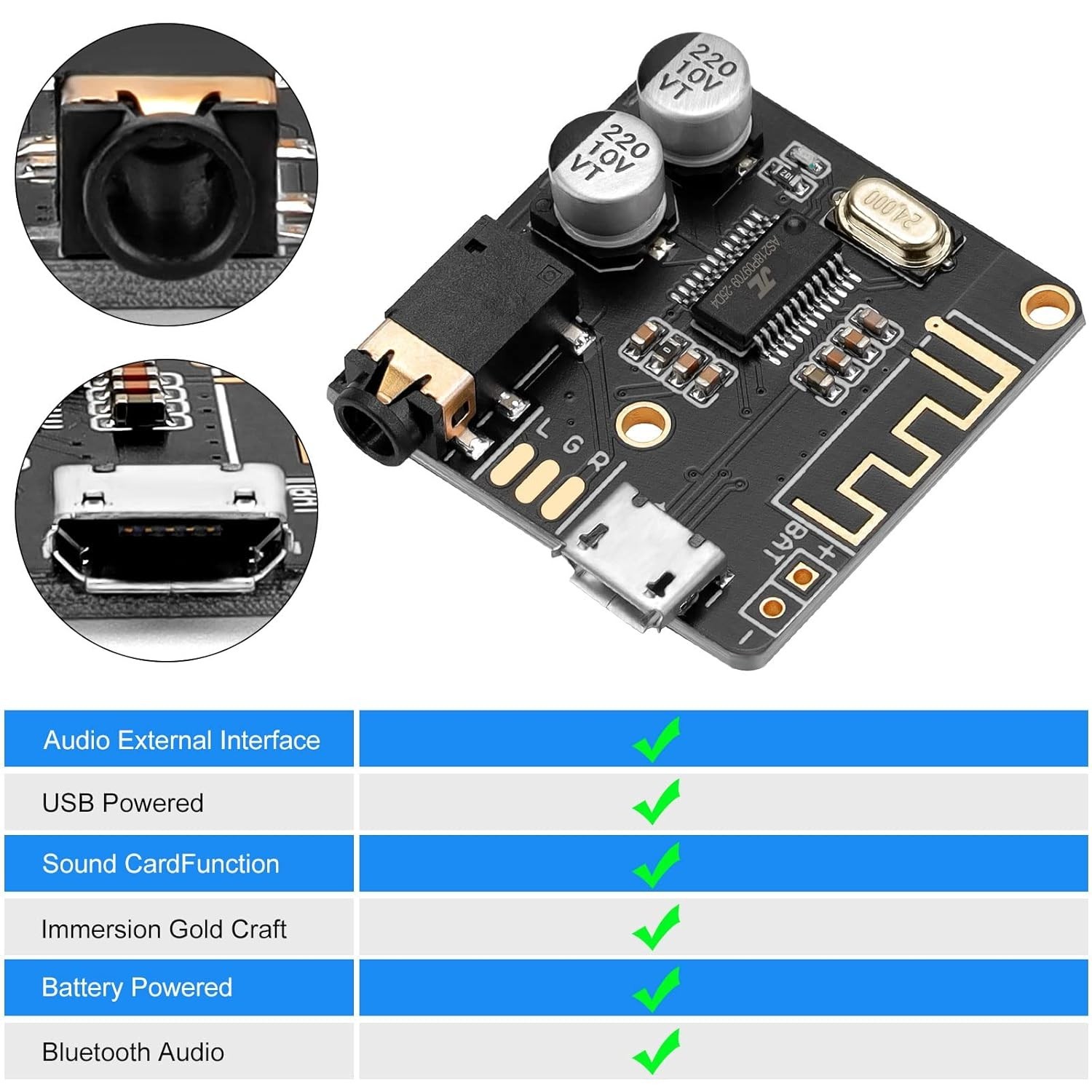 2pcs Lightweight Bluetooth Audio Receiver - USB & Battery Powered Amplifier