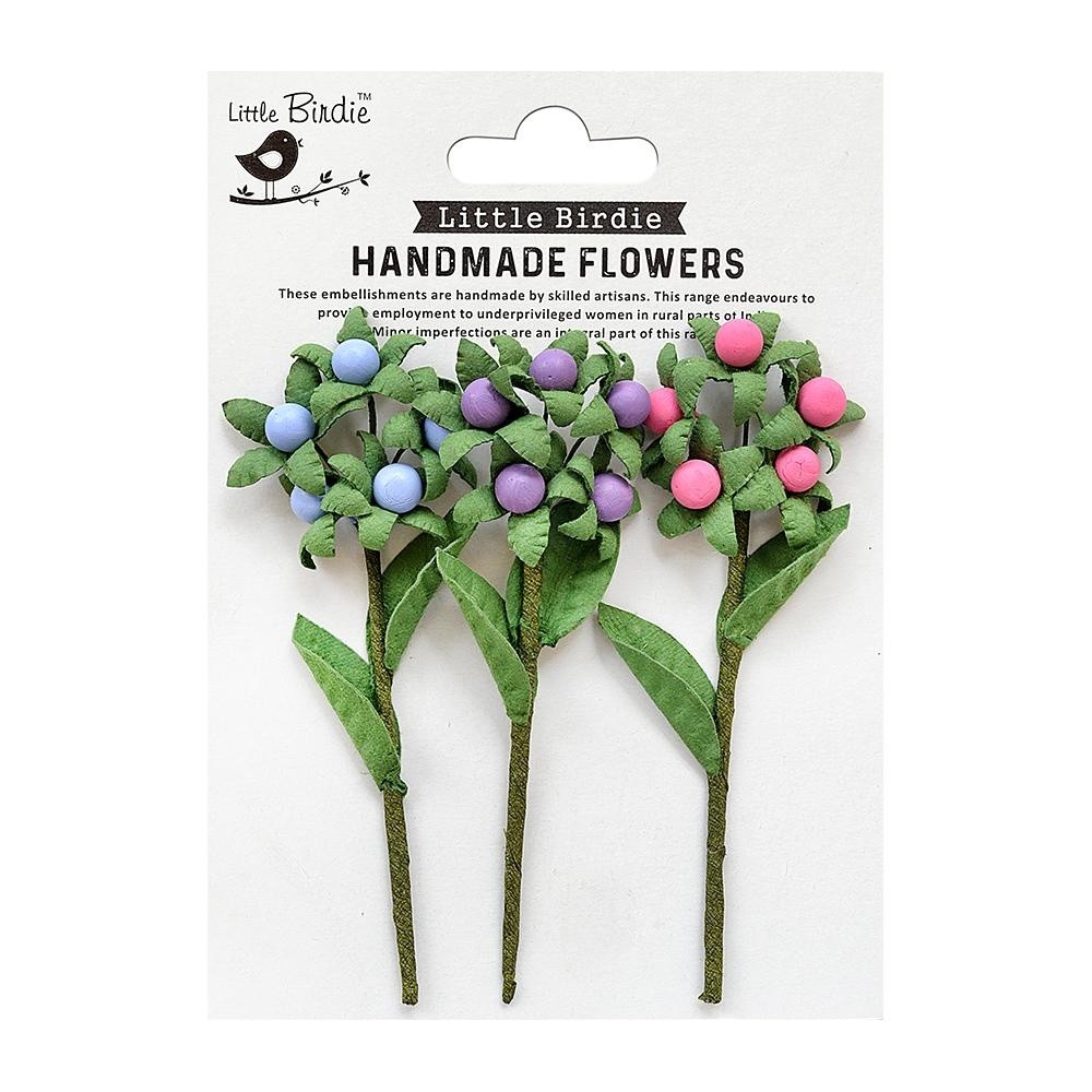 Little Birdie Berry Branch 3/Pkg-Birds And Berries