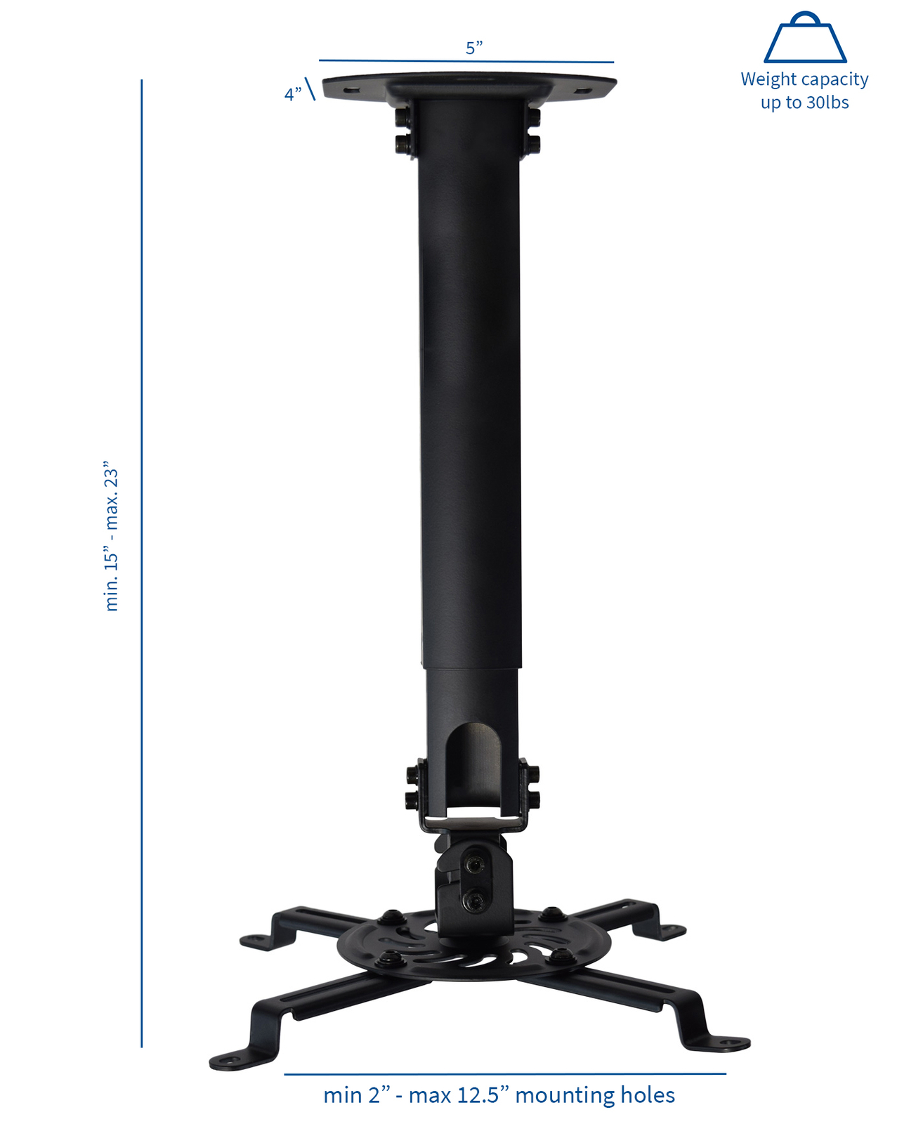 VIVO Universal Extended Ceiling Projector Mount | Height Adjustable (Black)