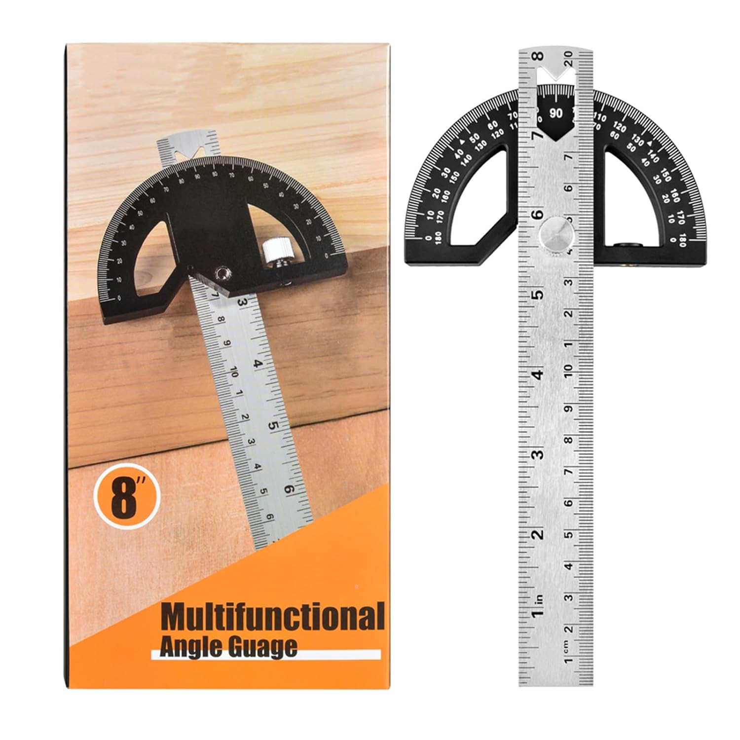 Protractor Angle Finder Stainless Steel Angle Ruler with 0-180 Degrees Adjustabl