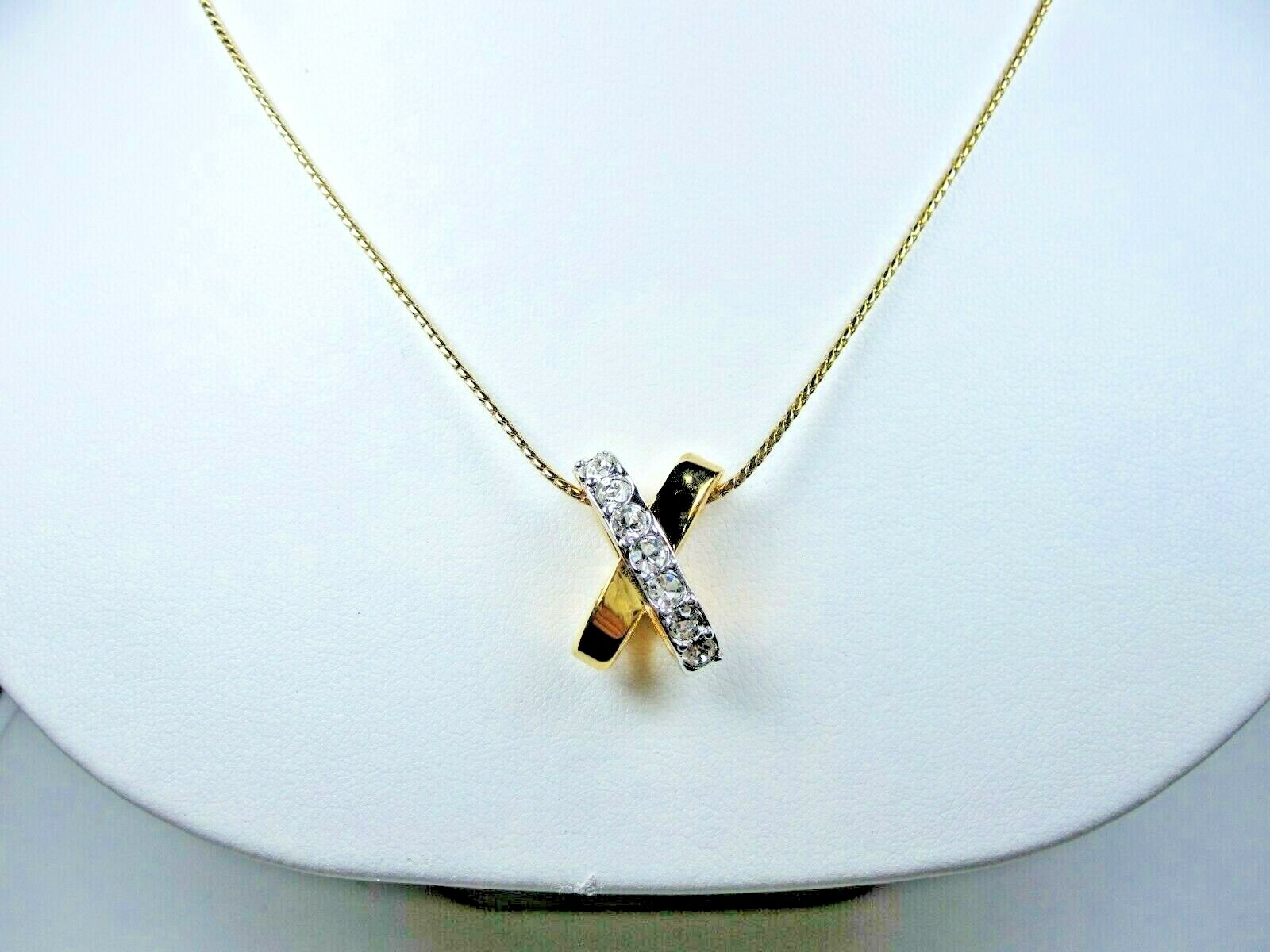 Nina Ricci Gold Plated "X" Pendant with Swarovski Crystals - 16-18" length 1281
