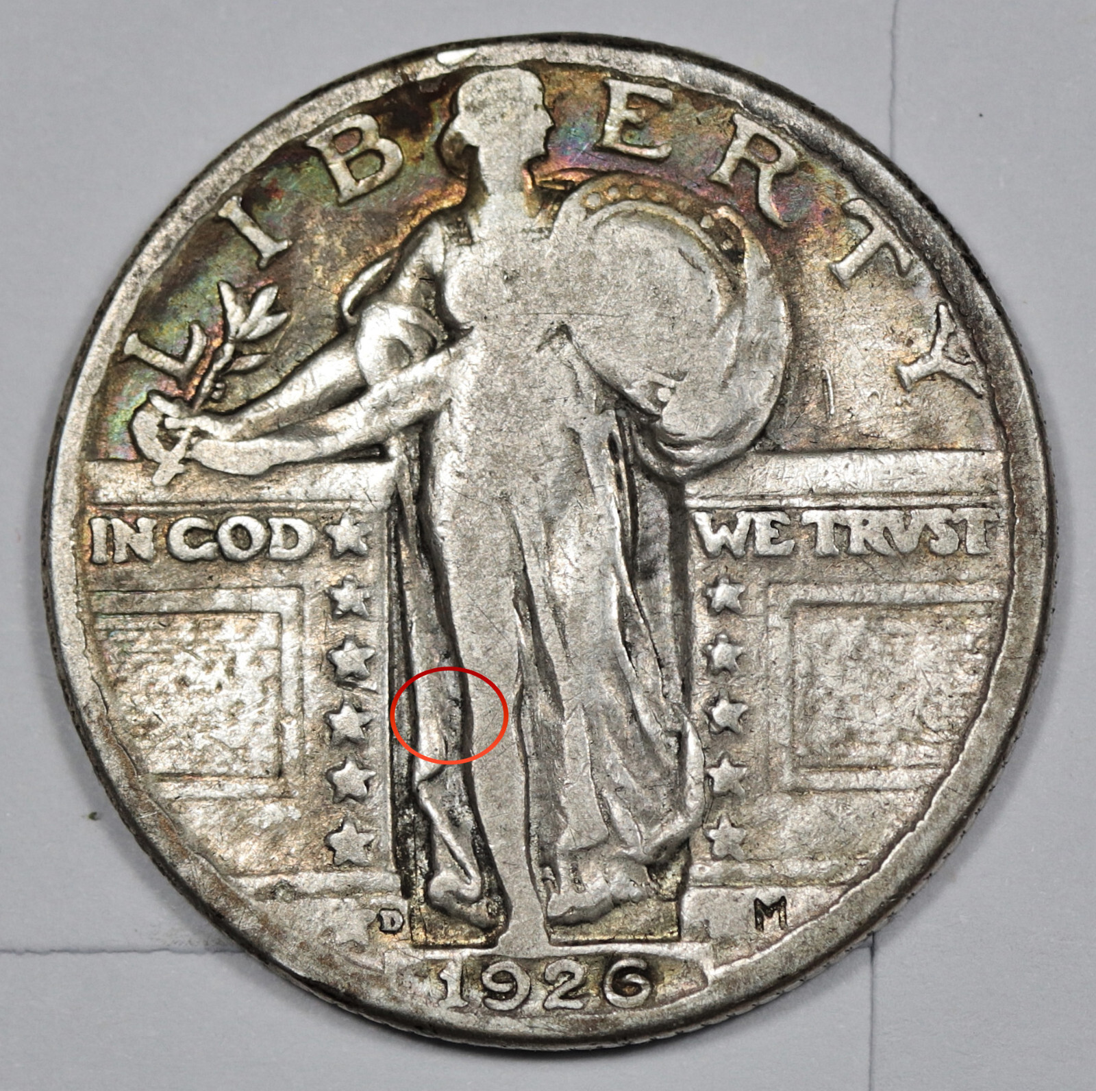 1926-d Standing Liberty Quarter.  Clashed "E".  Fine.  206405