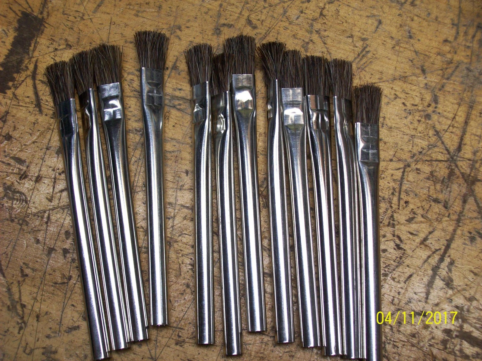 *LOT OF 12* NEW 9/16" ACID SWAB 6" BRUSHES METAL HANDLE , 225 , 10066