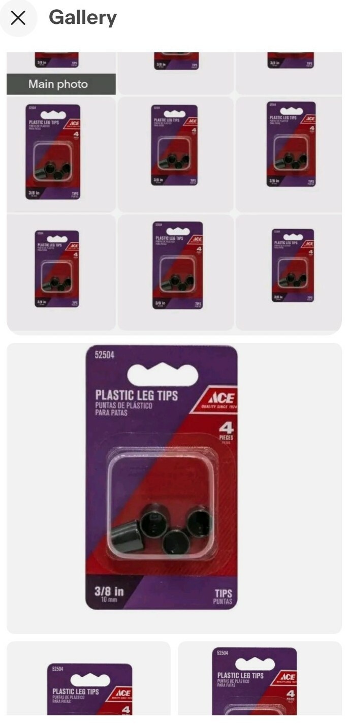 12 Packs Ace Plastic Leg Tip Black Round 3/8 in. W (48 Tips)