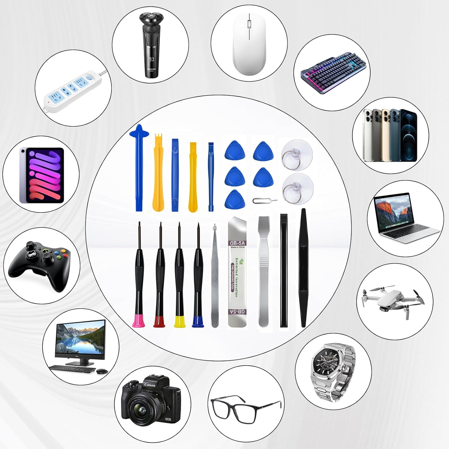 22 Piece Professional Electronics Opening Pry Screwdriver Set Multiple Functions