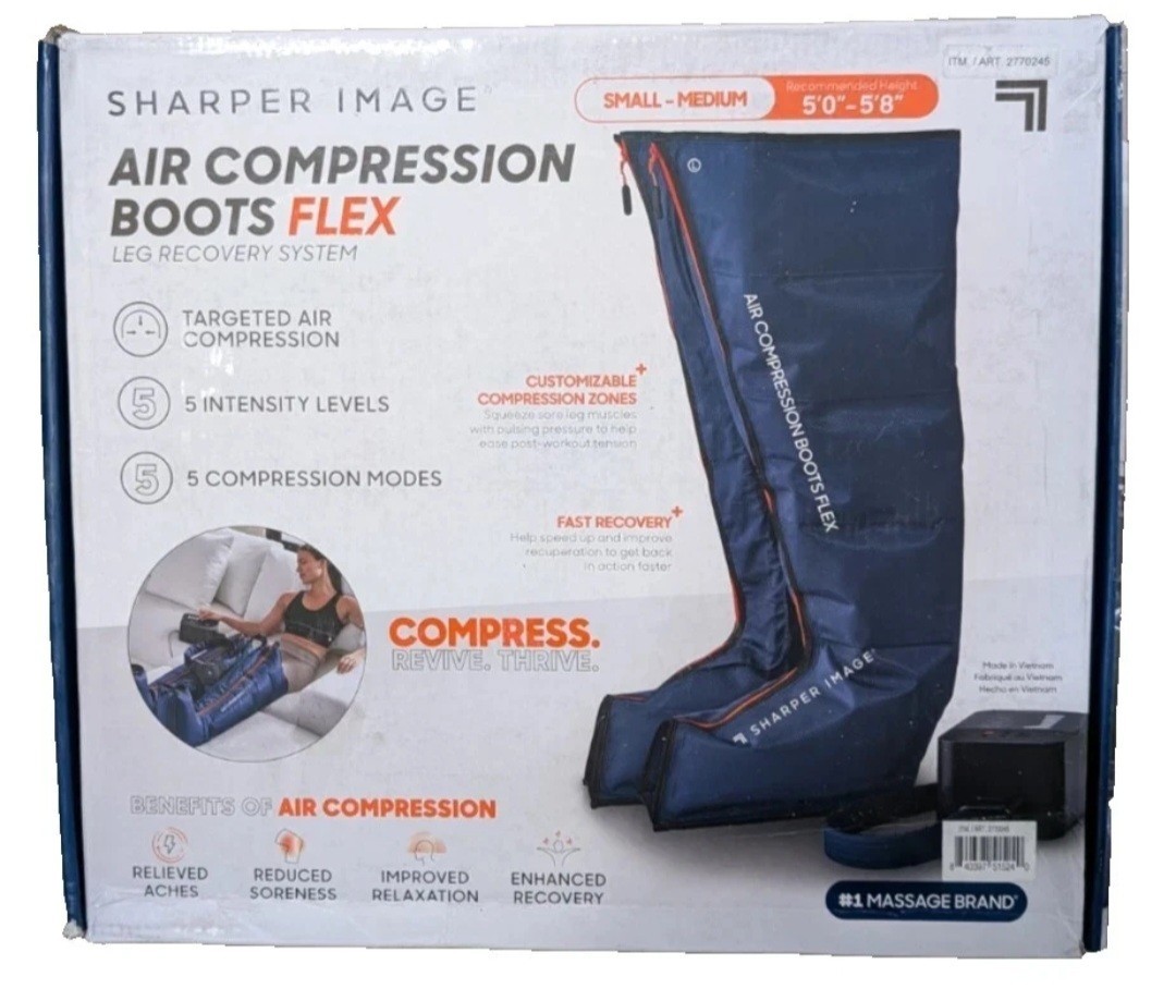 Sharper Image Air Compression Boots Flex Leg Recovery System Small/Medium (Blue)