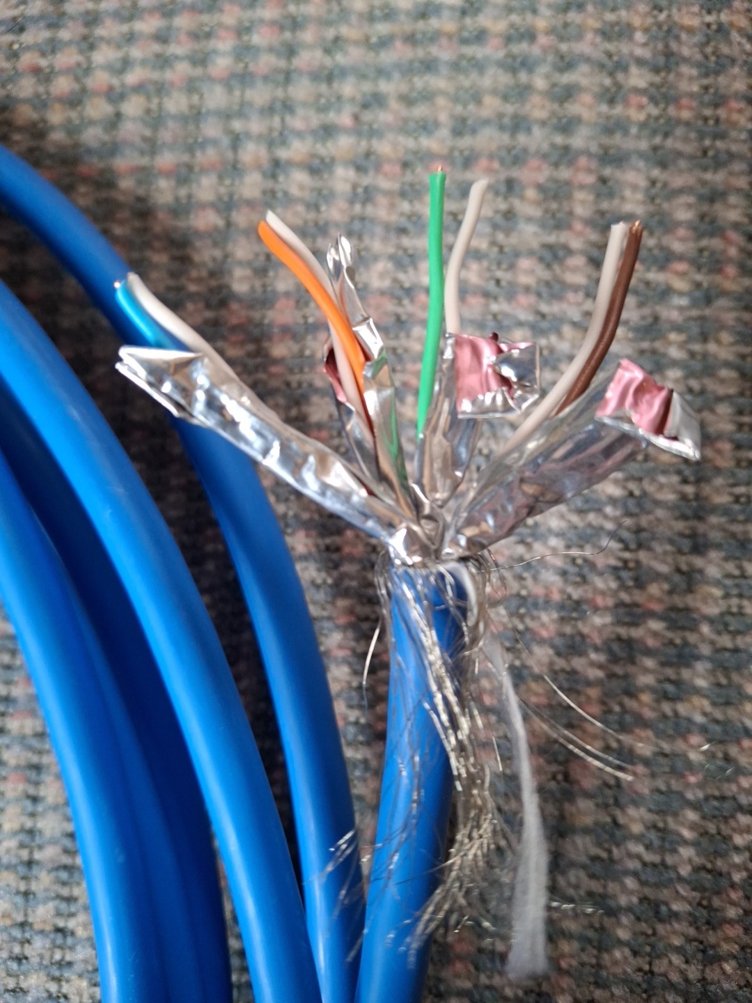 Belden Cat 6a 23awg shielded Solid Bare Copper Blue CPR ethernet cable 100 Feet