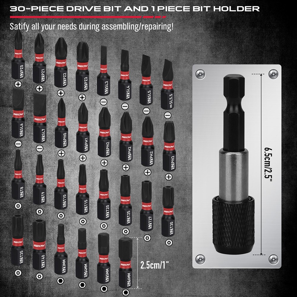 64PC 1/4" Drive Impact Socket Wrench Screwdriver Head Set Drill Bit Set Ratchet