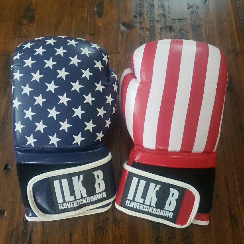Boxing Sparring Gloves I Love Kickboxing ILKB Stars and Stripes Adult 16 oz